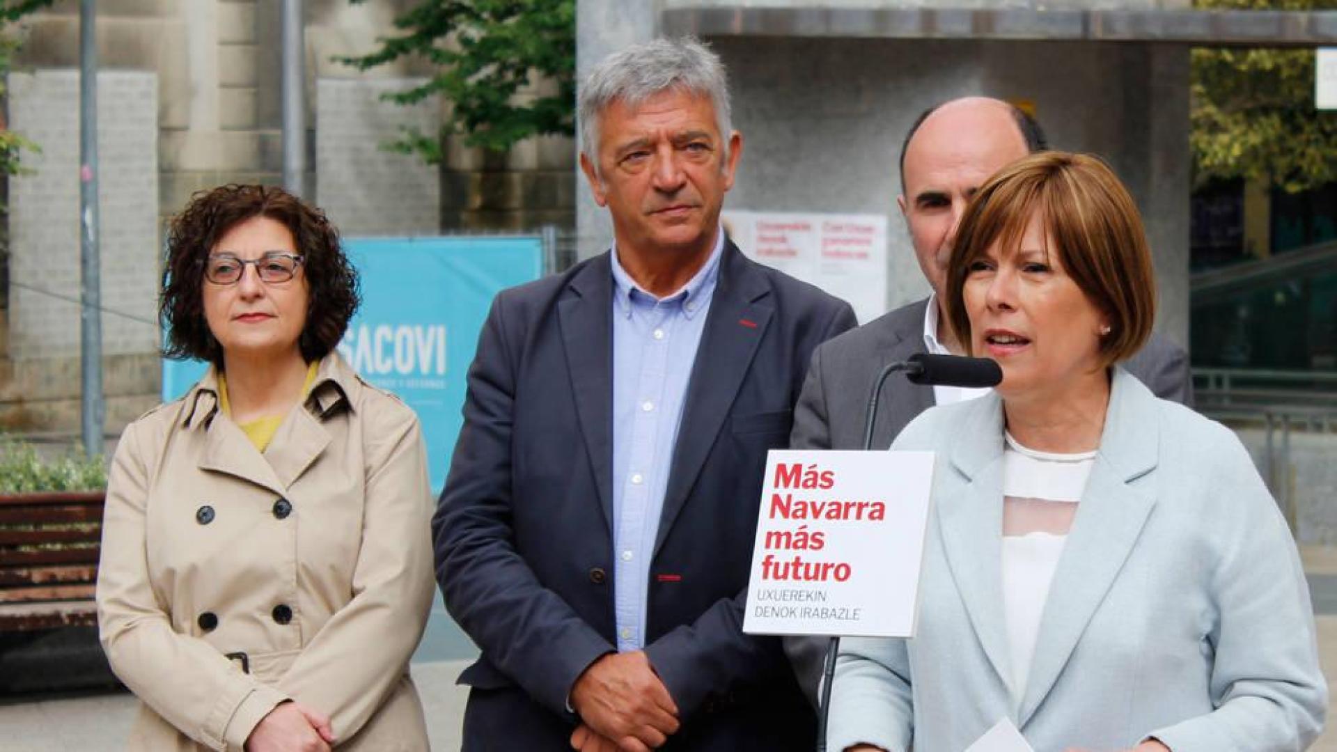 La candidata a la Presidencia de Navarra, Uxue Barkos, en un acto electoral de Geroa Bai