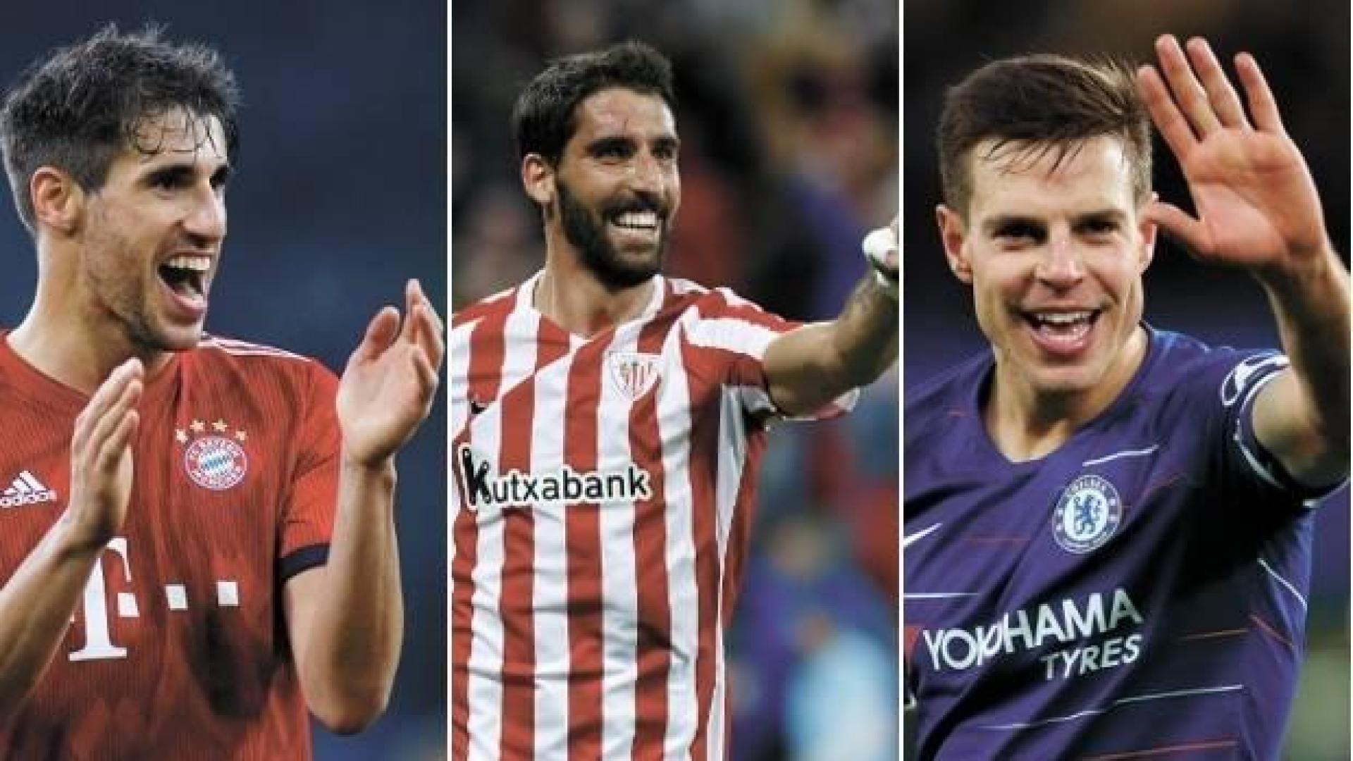 Javi Martínez, Raúl García y César Azpilicueta.