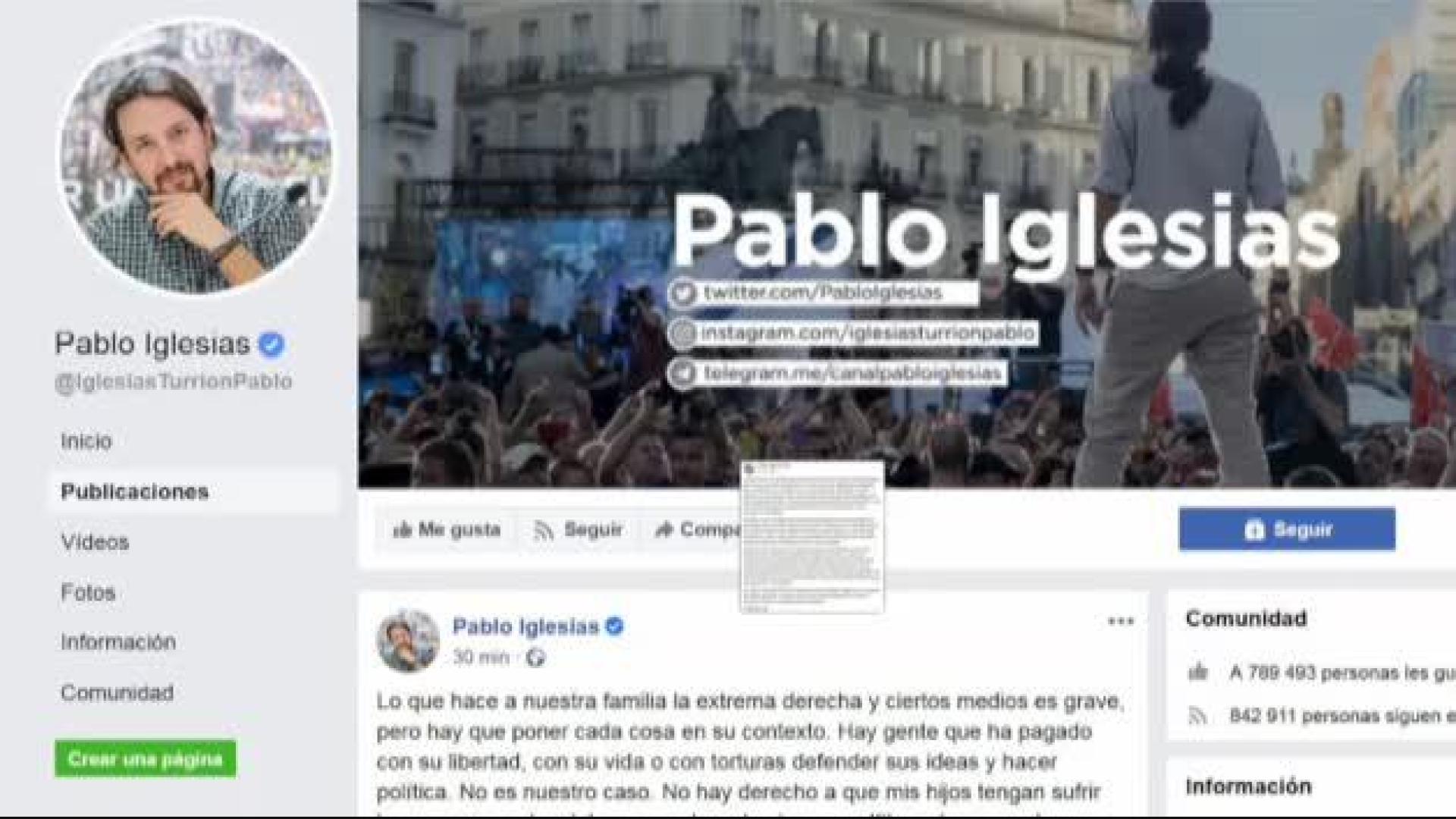 Iglesias culpa a la extrema de derecha del señalamiento público que está sufriendo su familia