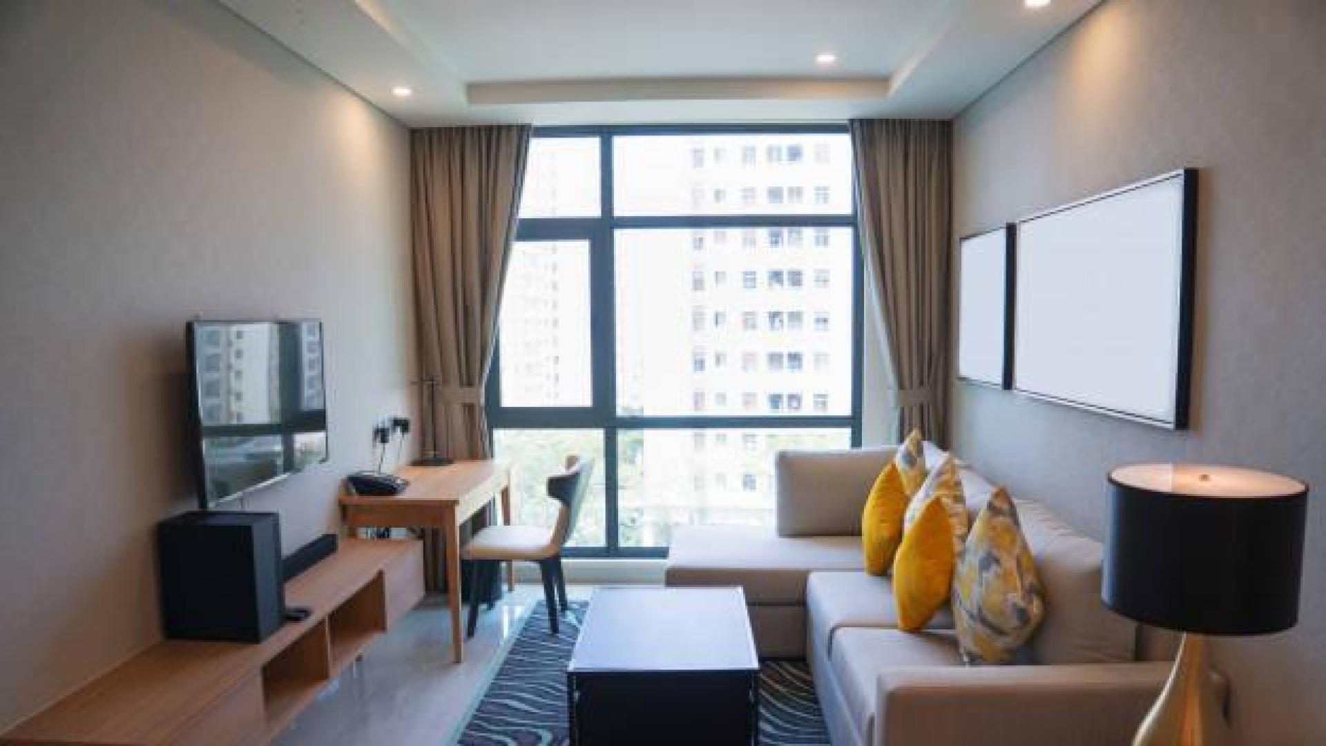 Vista general de la sala de estar de un apartamento