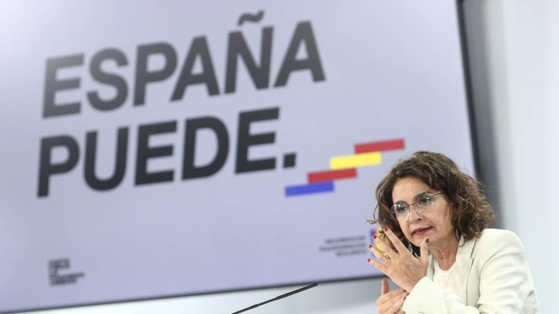La ministra portavoz y de Hacienda, María Jesús Montero, en la rueda de prensa posterior al Consejo de Ministros