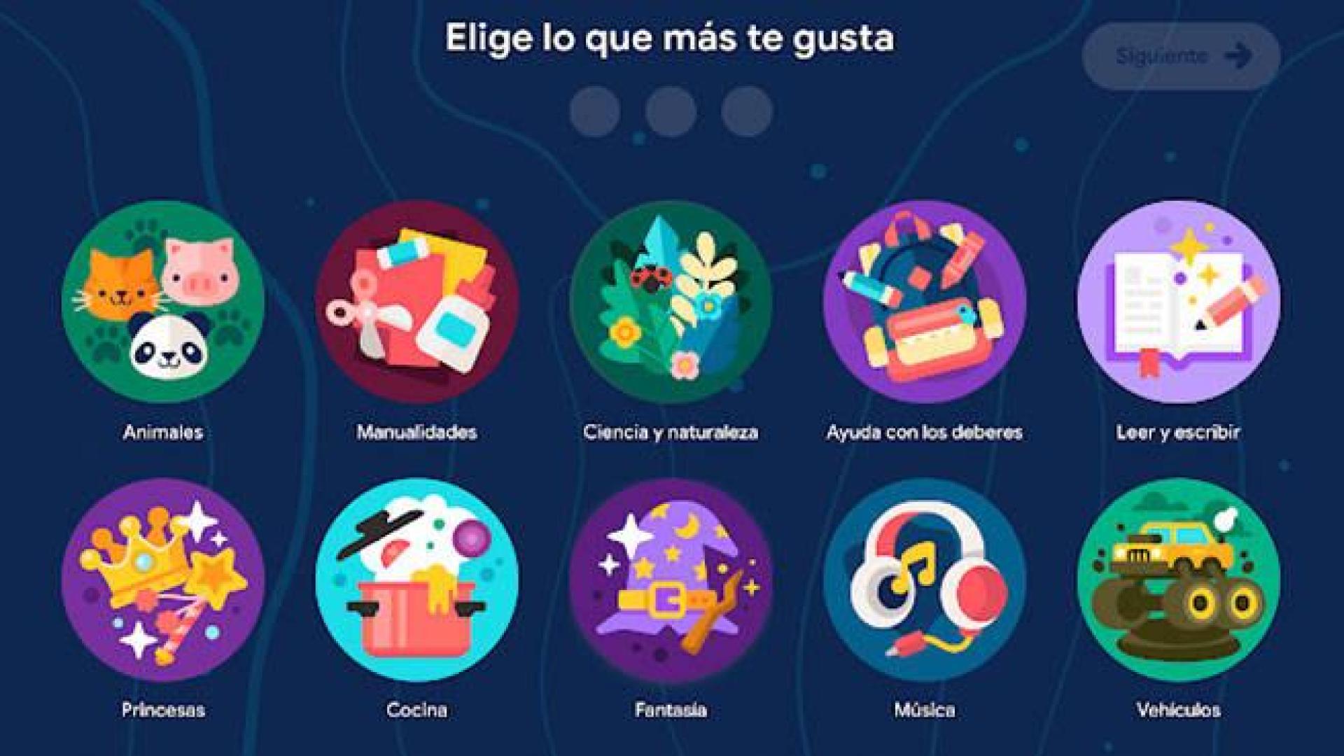 Imagen de una de las pantallas de 'Explore Kids Space' de Google