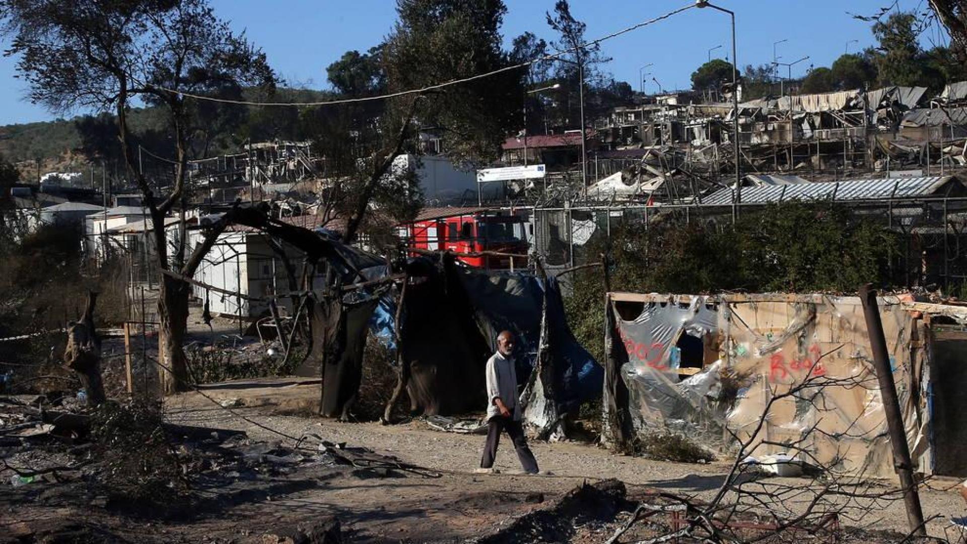 Nuevo incendio en el campo de refugiados de Moria en Lesbos