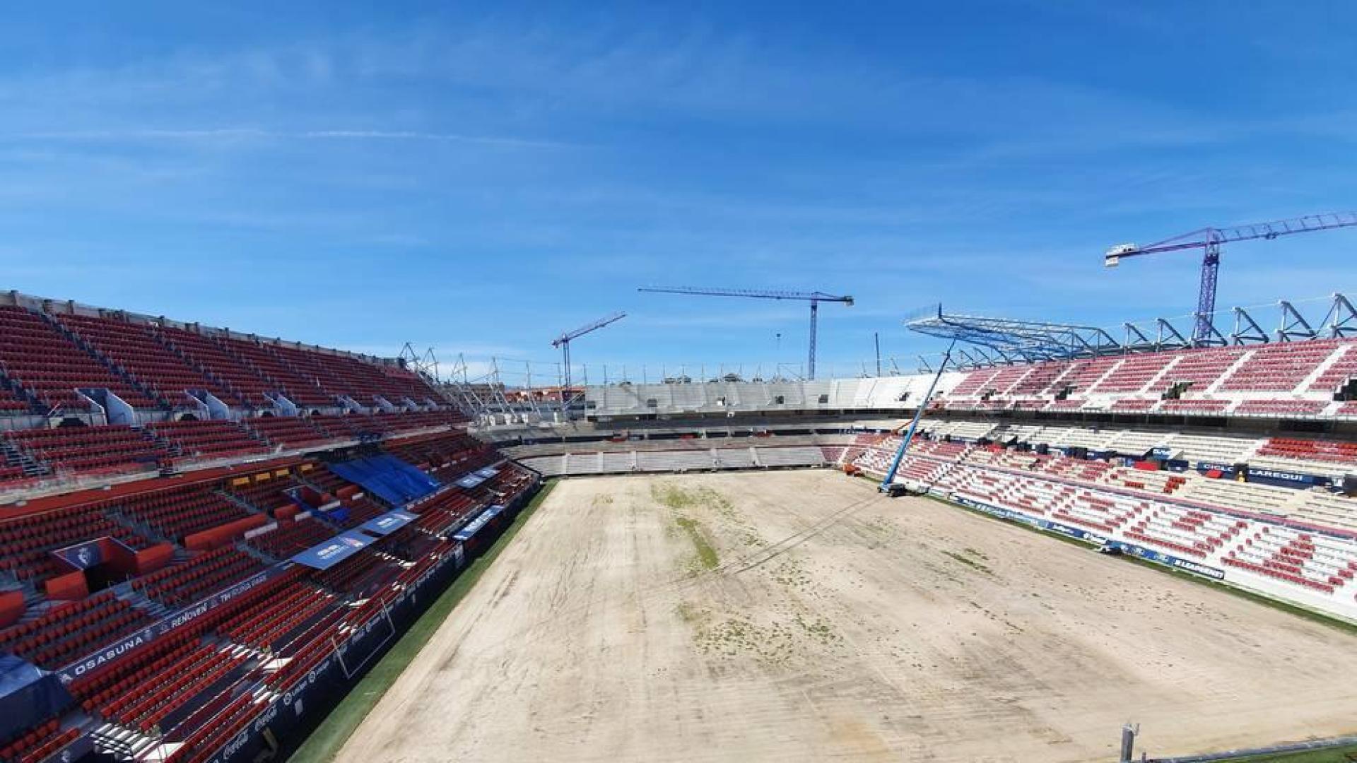 Así luce el soporte de la nueva cubierta de El Sadar