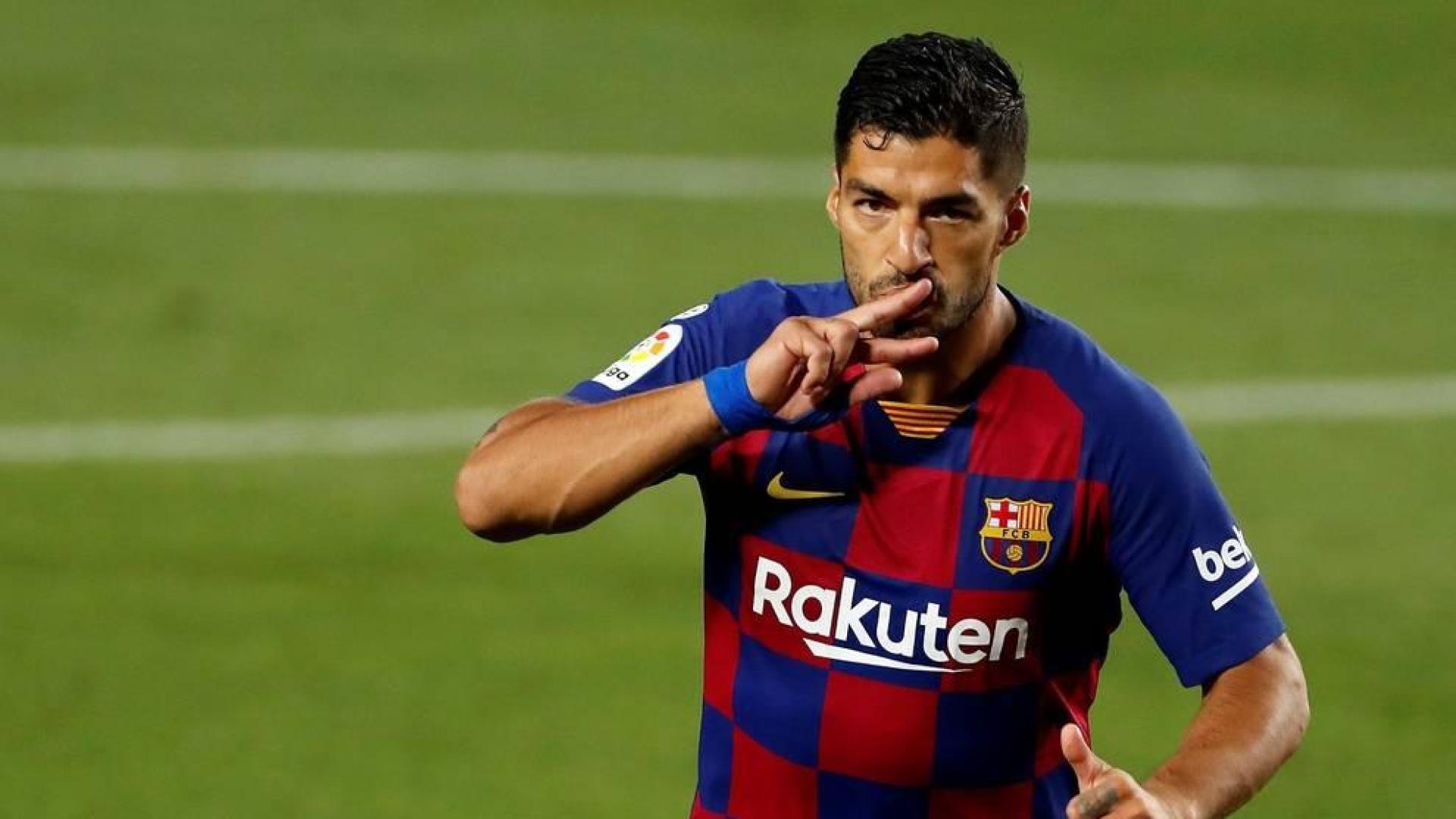 Luis Suárez celebra el único gol del partido.