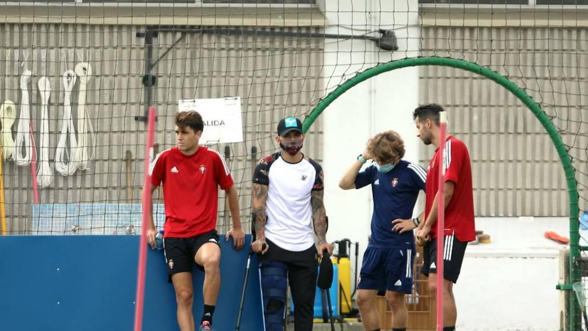 El Chimy, ayer con Javi Martínez, Jony y el preparador Pablo Iriarte.