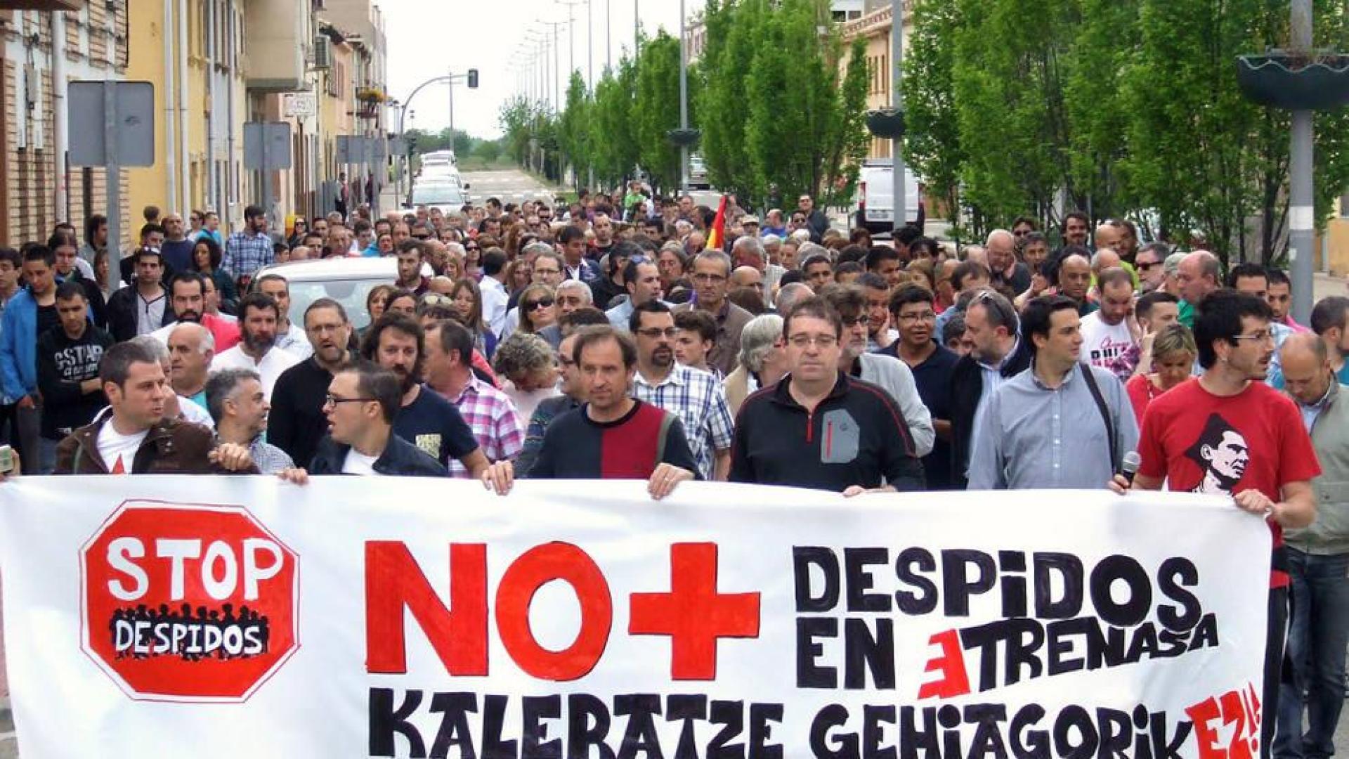 Manifiestación contra el despido de empleados de Trenasa