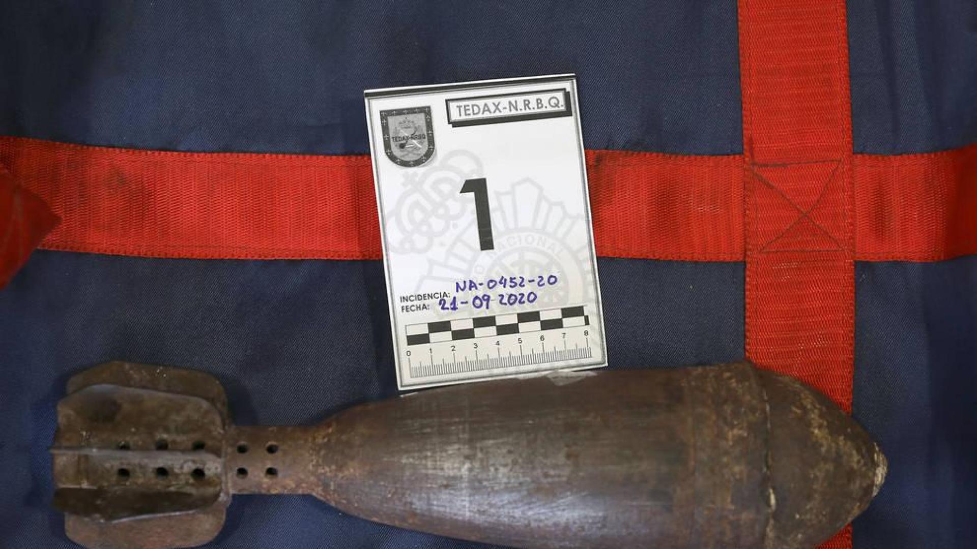 Policía Nacional se incauta de una granada de mortero expuesta en un comercio de Pamplona