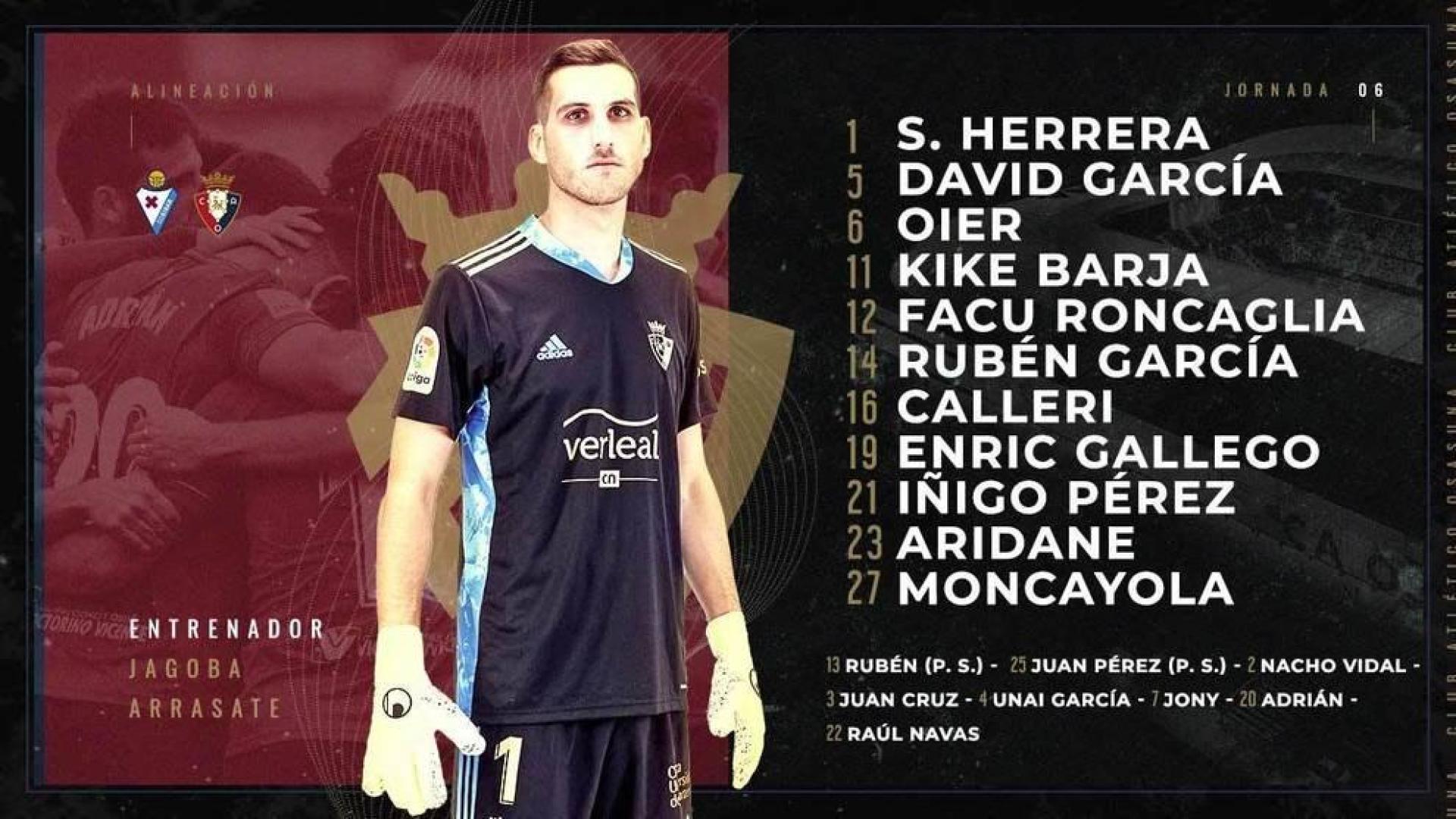 Once de Osasuna ante el Eibar.