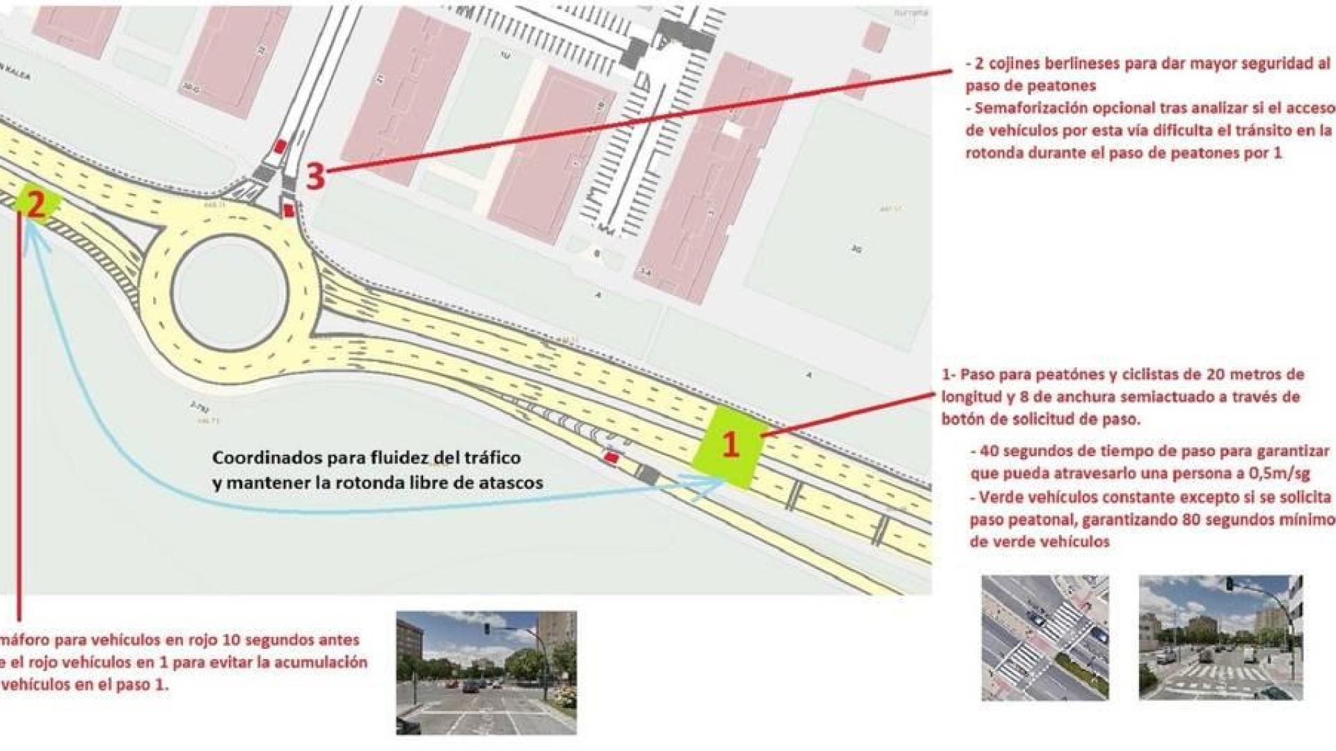 La avenida de Navarra contará con un paso de peatones semaforizado frente a la plaza Félix Huarte