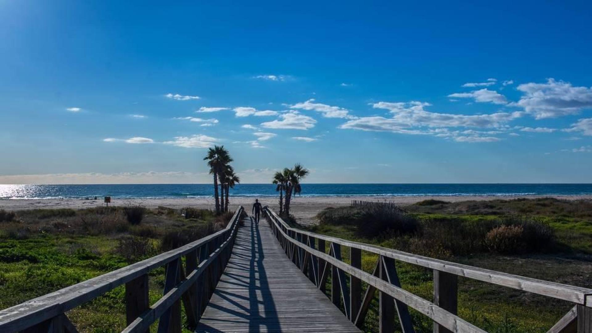 Imagen de un paso de madera hacia la costa