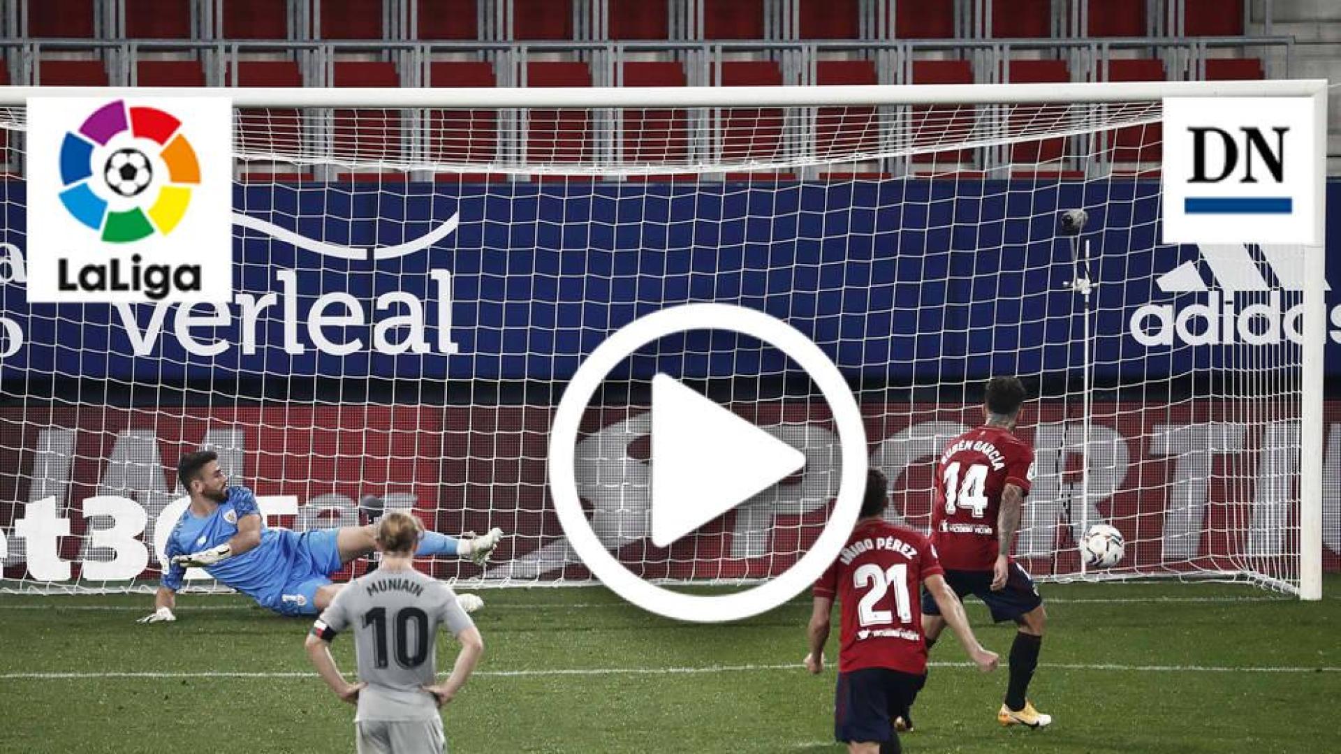 Vídeo del gol de penalti de Rubén García en el Osasuna 1-0 Athletic Club de Bilbao