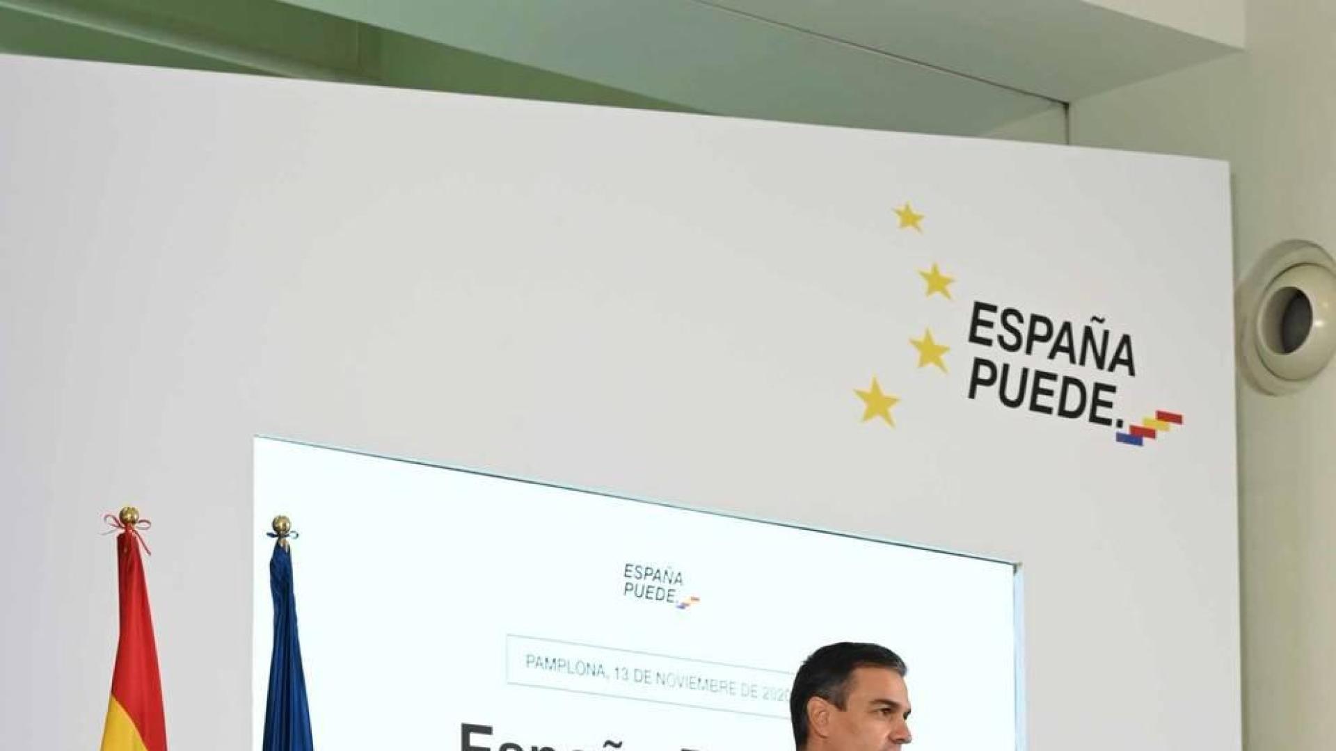 El presidente del Gobierno, Pedro Sánchez, acudió a Pamplona este viernes 13 de noviembre para reunirse con María Chivite y presentar el plan 'España Puede'.