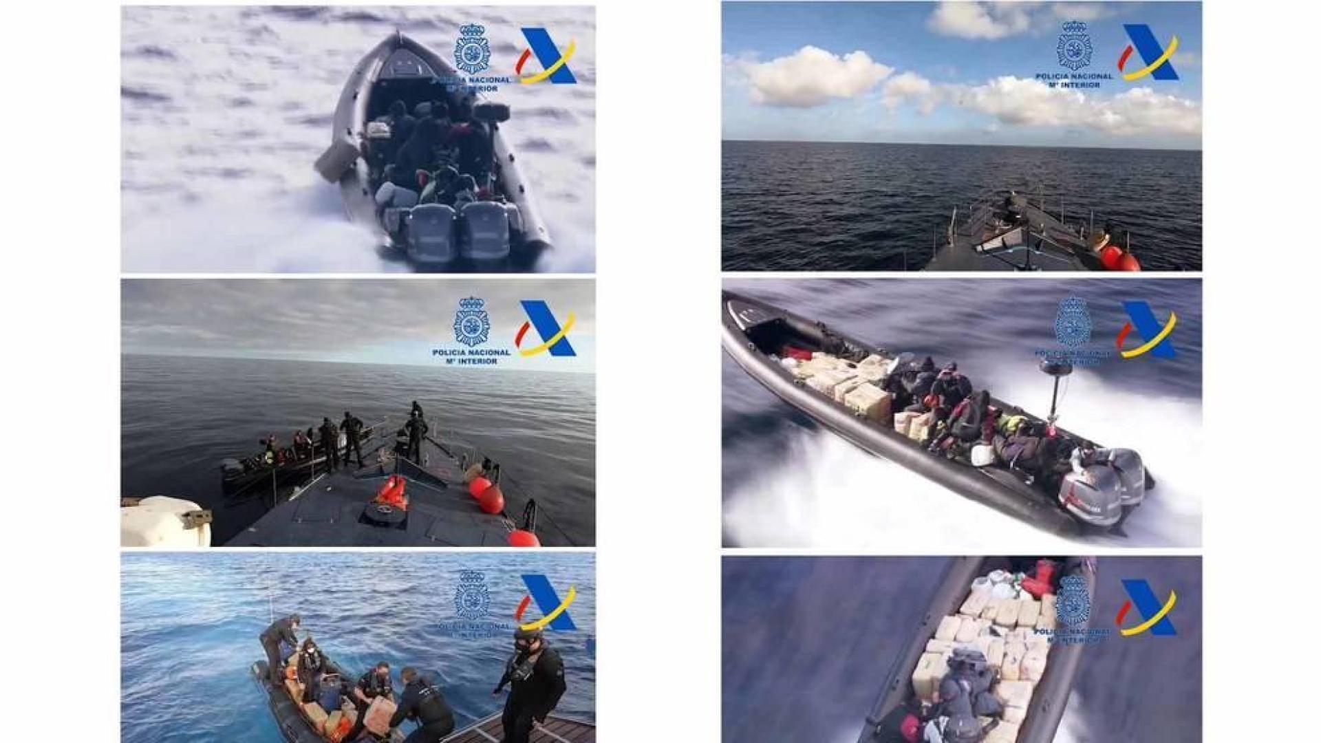 Capturas del vídeo de la persecución de la narcolancha.