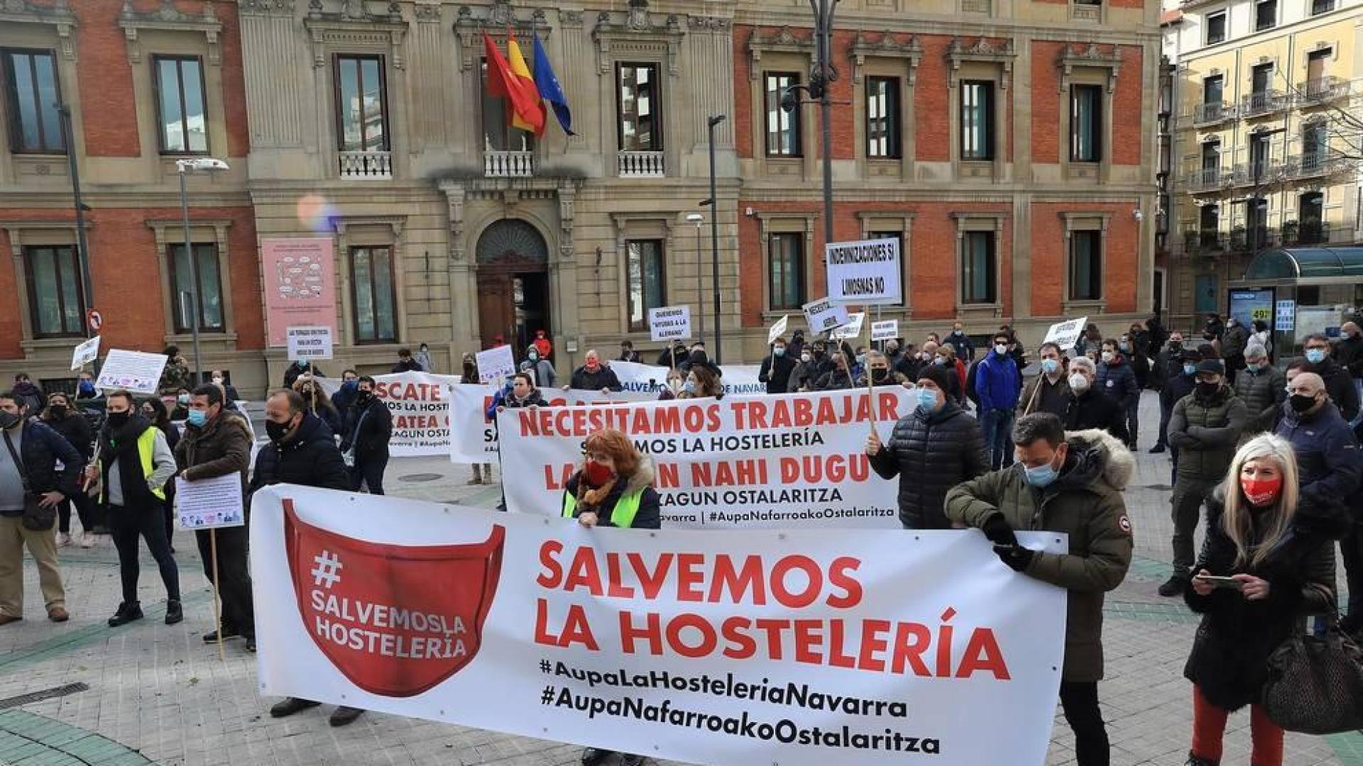La hostelería navarra vuelve a la calle para exigir su apertura