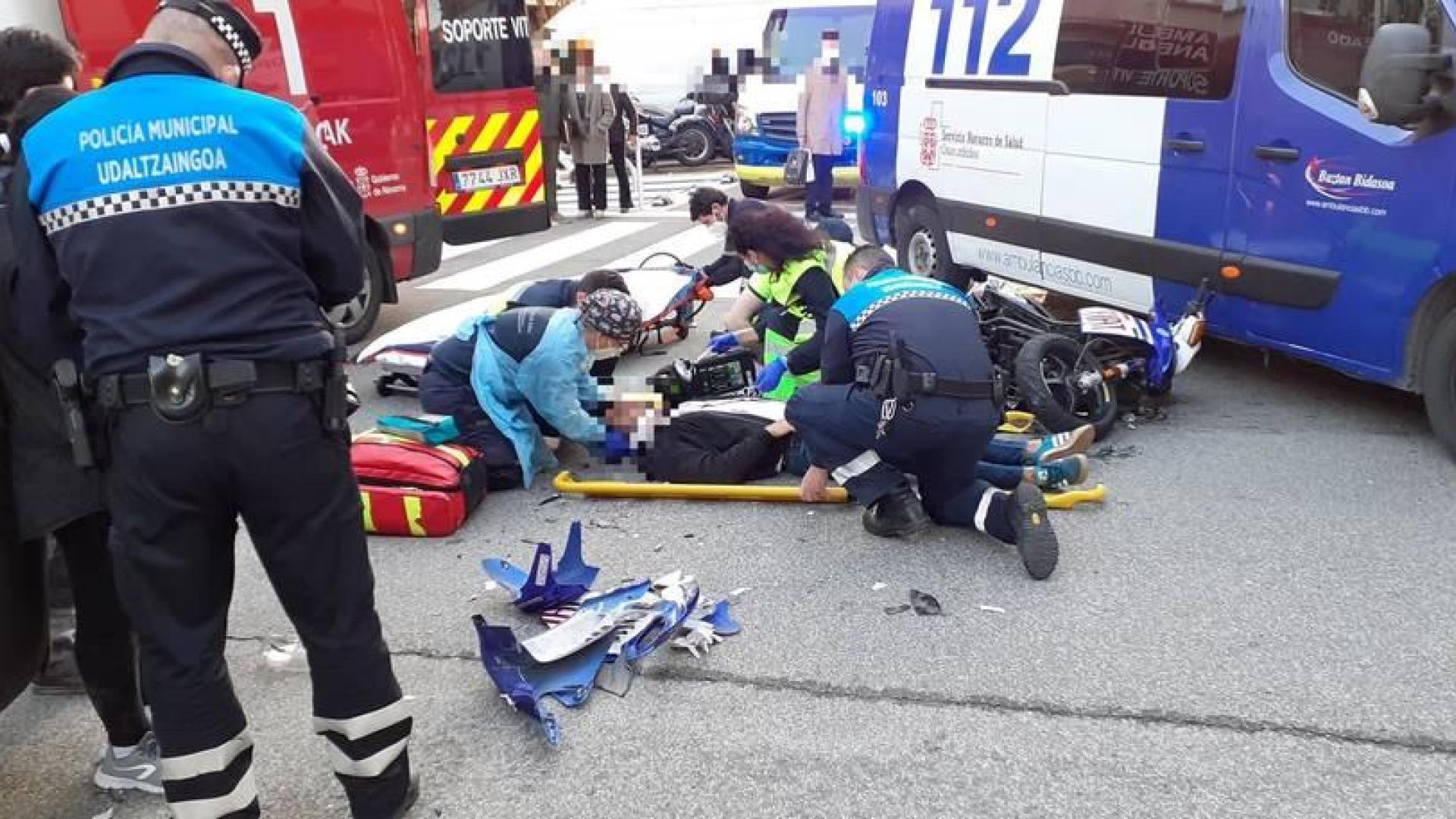 Herido grave un motorista en Pamplona