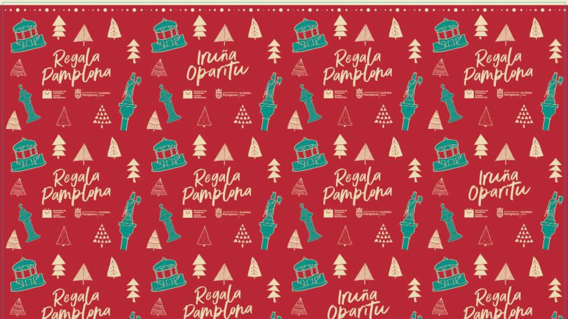 Papel de envolver de la campaña 'Estas Navidades regala Pamplona'