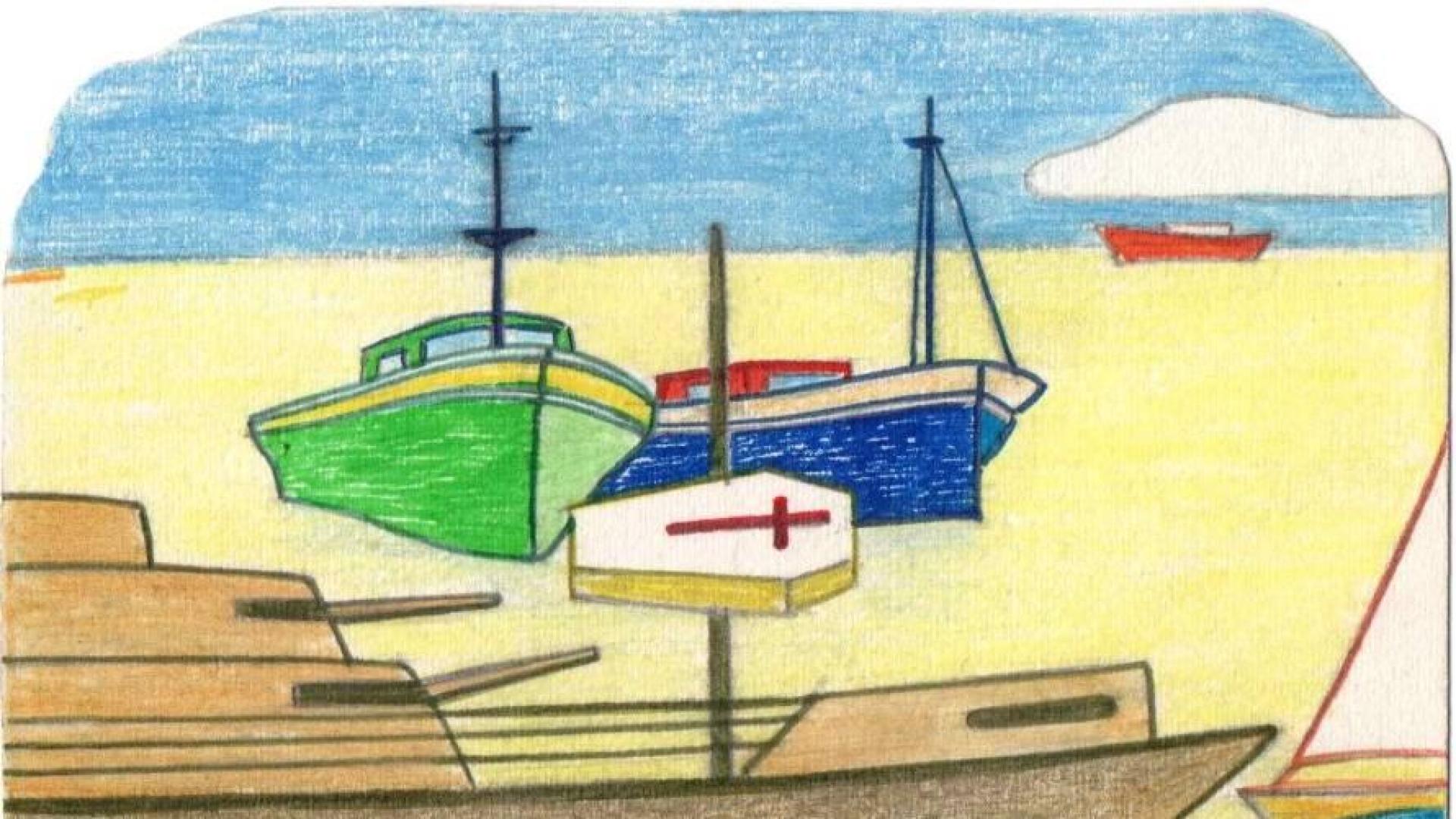 Uno de los bocetos de un programa de mano de la compañía El lebrel blanco del pintor Pedro Salaberri