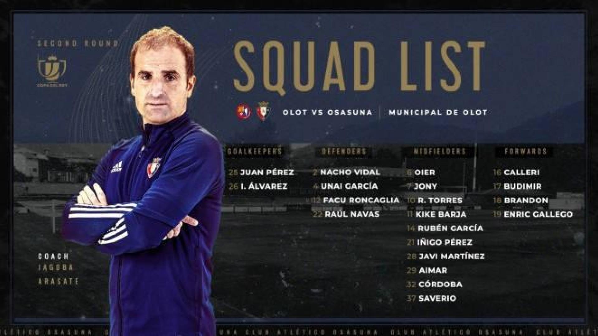 Osasuna viaja a Olot con veinte jugadores en su segunda cita copera