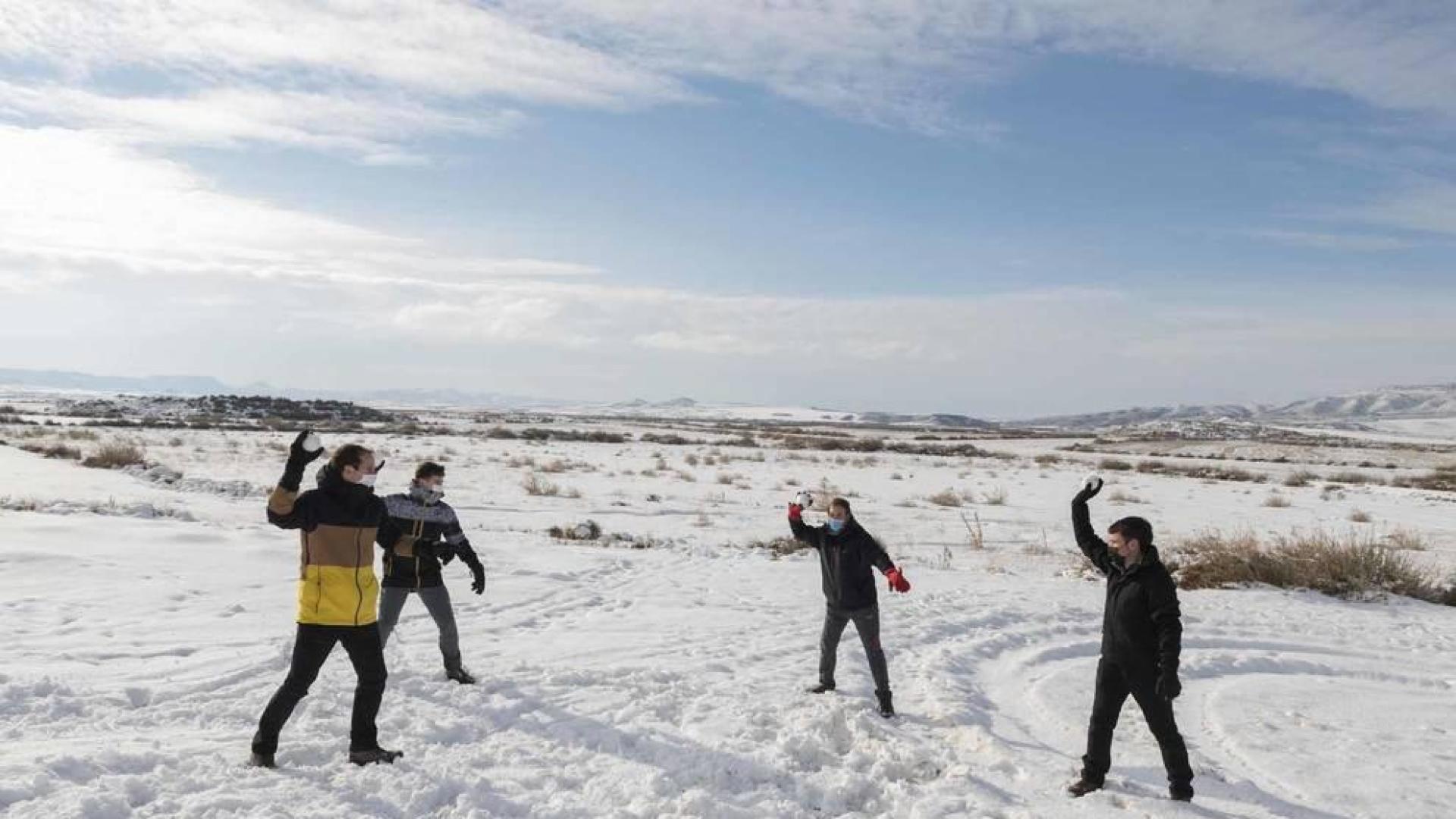 La borrasca Filomena ha dejado las Bardenas Reales de Navarra cubiertas de blanco