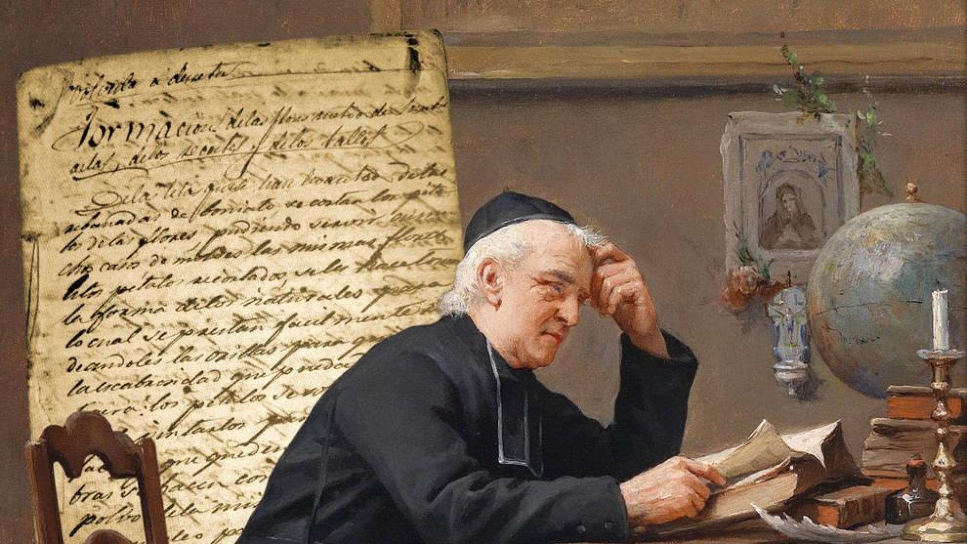 Cuadro de Charles Schreiber (s. XIX) y hoja del recetario de don José María García y Moreno de la Paz.