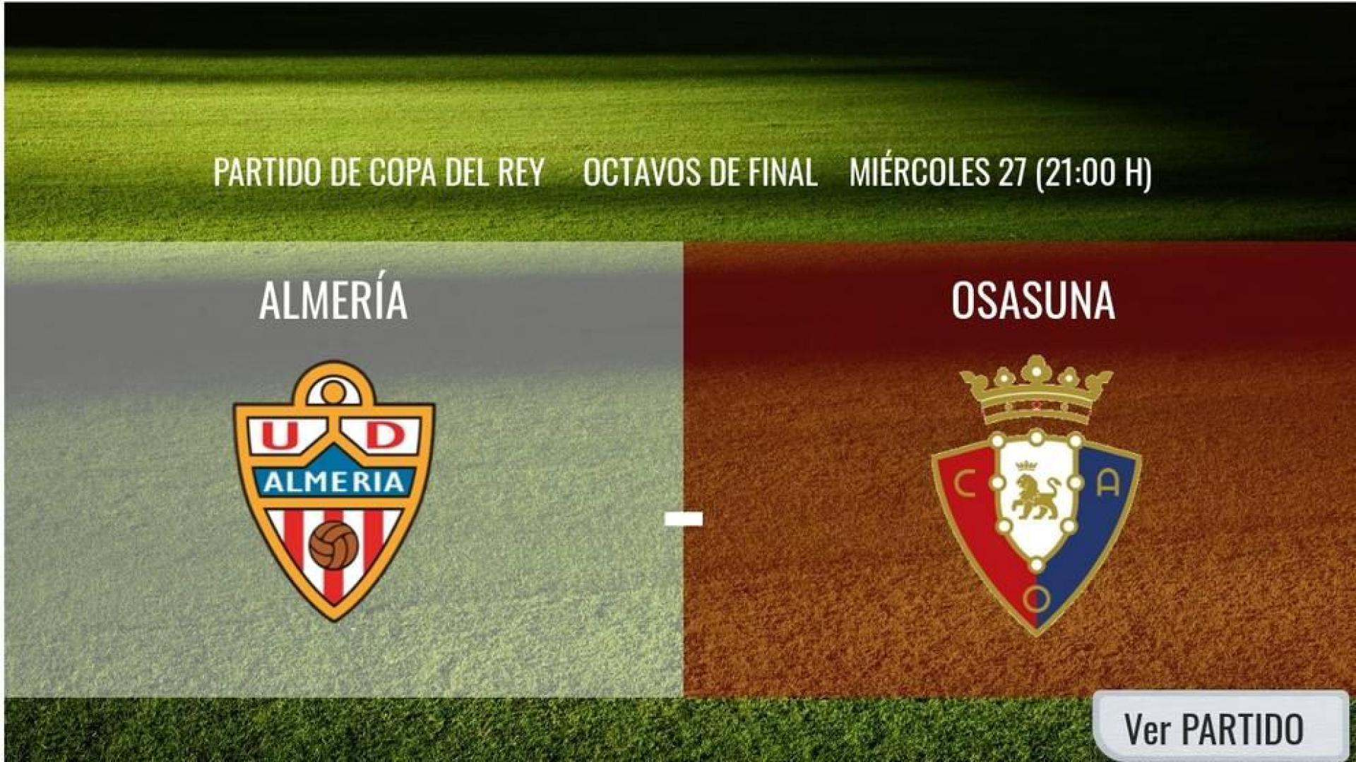 Almería-Osasuna en directo: sigue la narración minuto a minuto