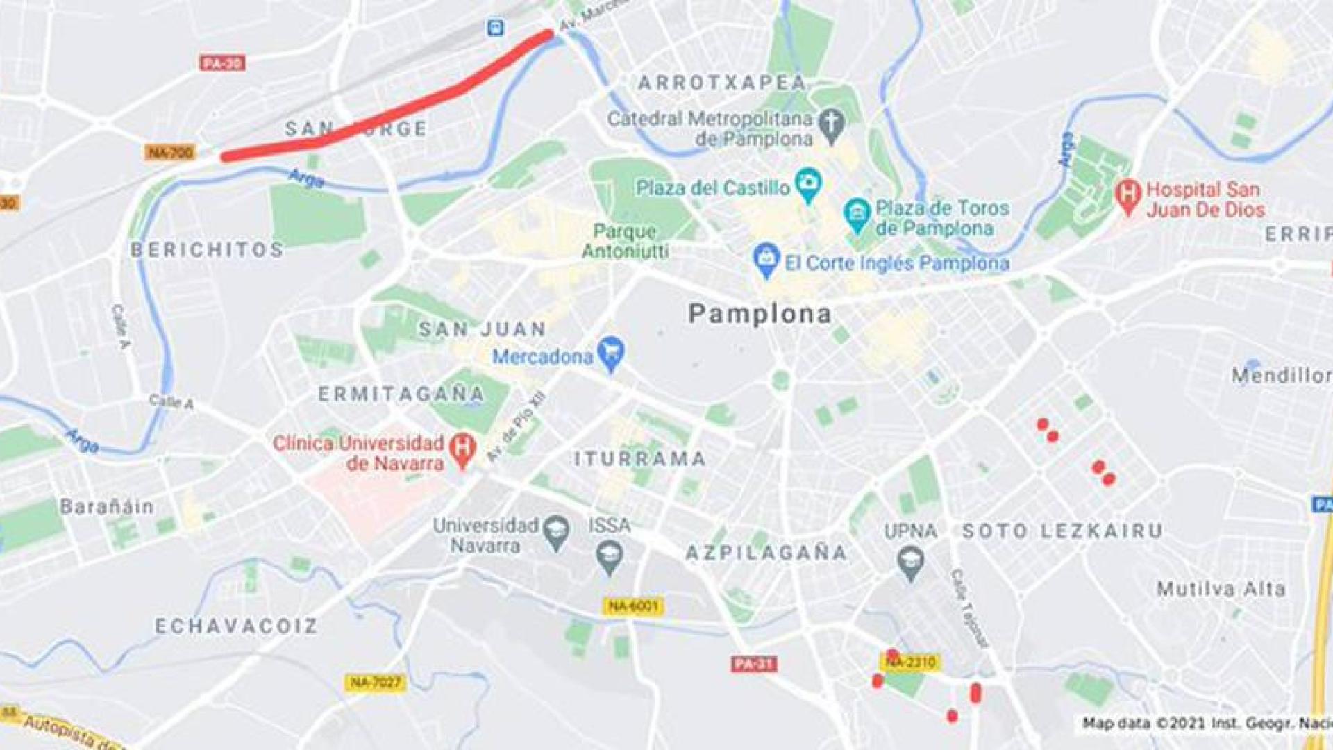 Estos son los cortes de tráfico de este jueves en Pamplona