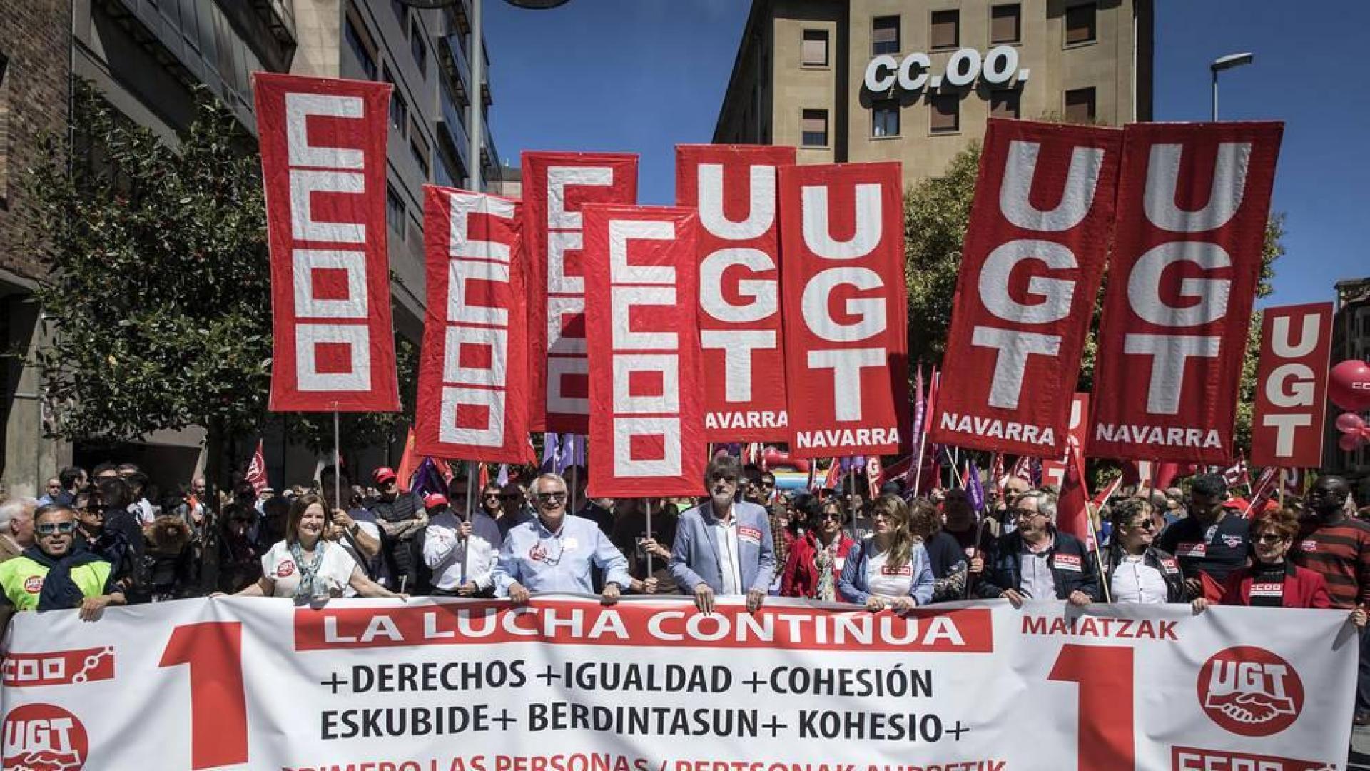 UGT y CC OO de Navarra reivindican "más derechos" para las personas e igualdad