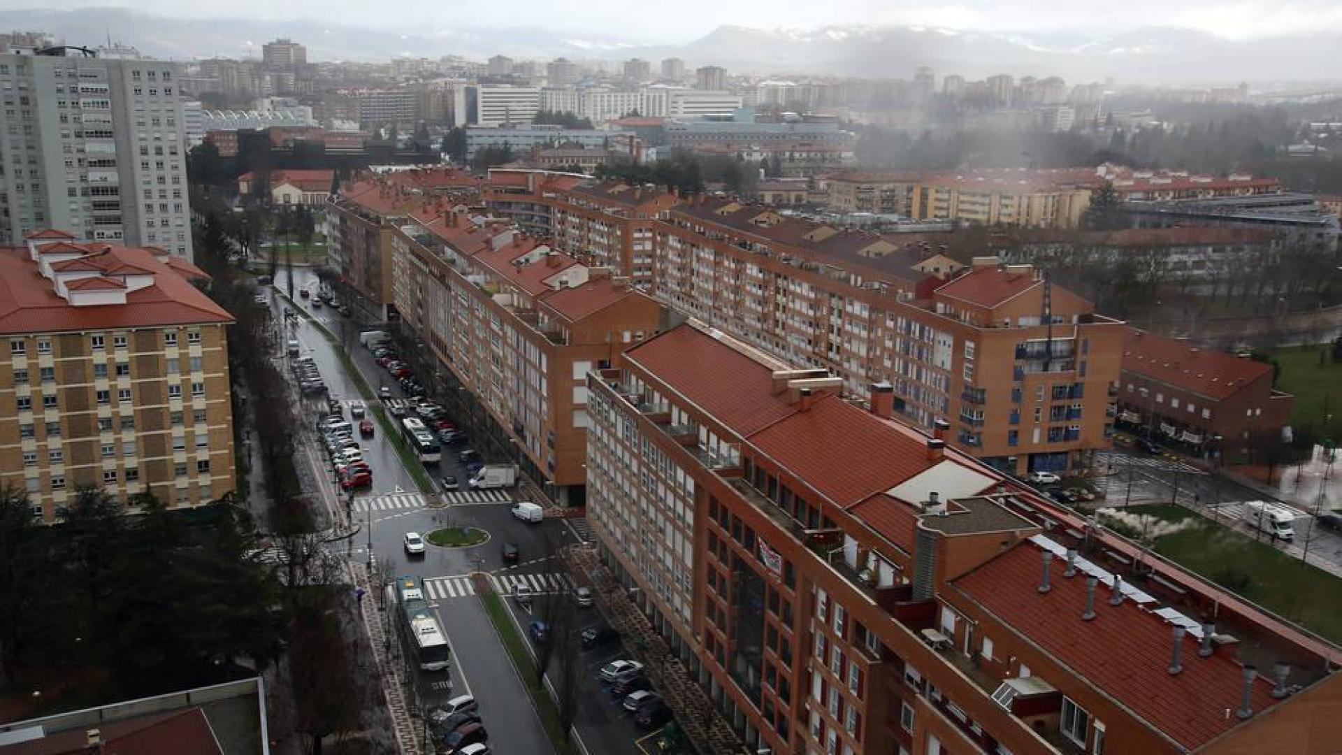 Vista aérea de la Avenida de Pamplona, en Barañáin.