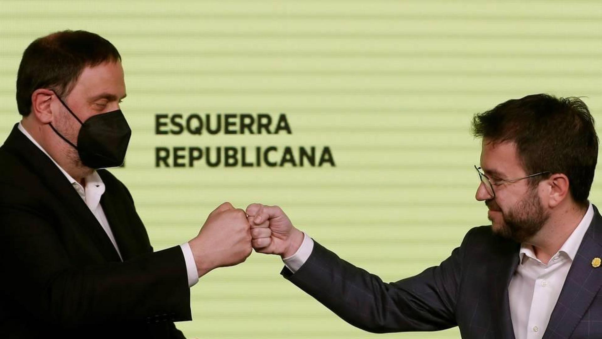 Junqueras y Aragonés, tras conocer el resultado electoral.