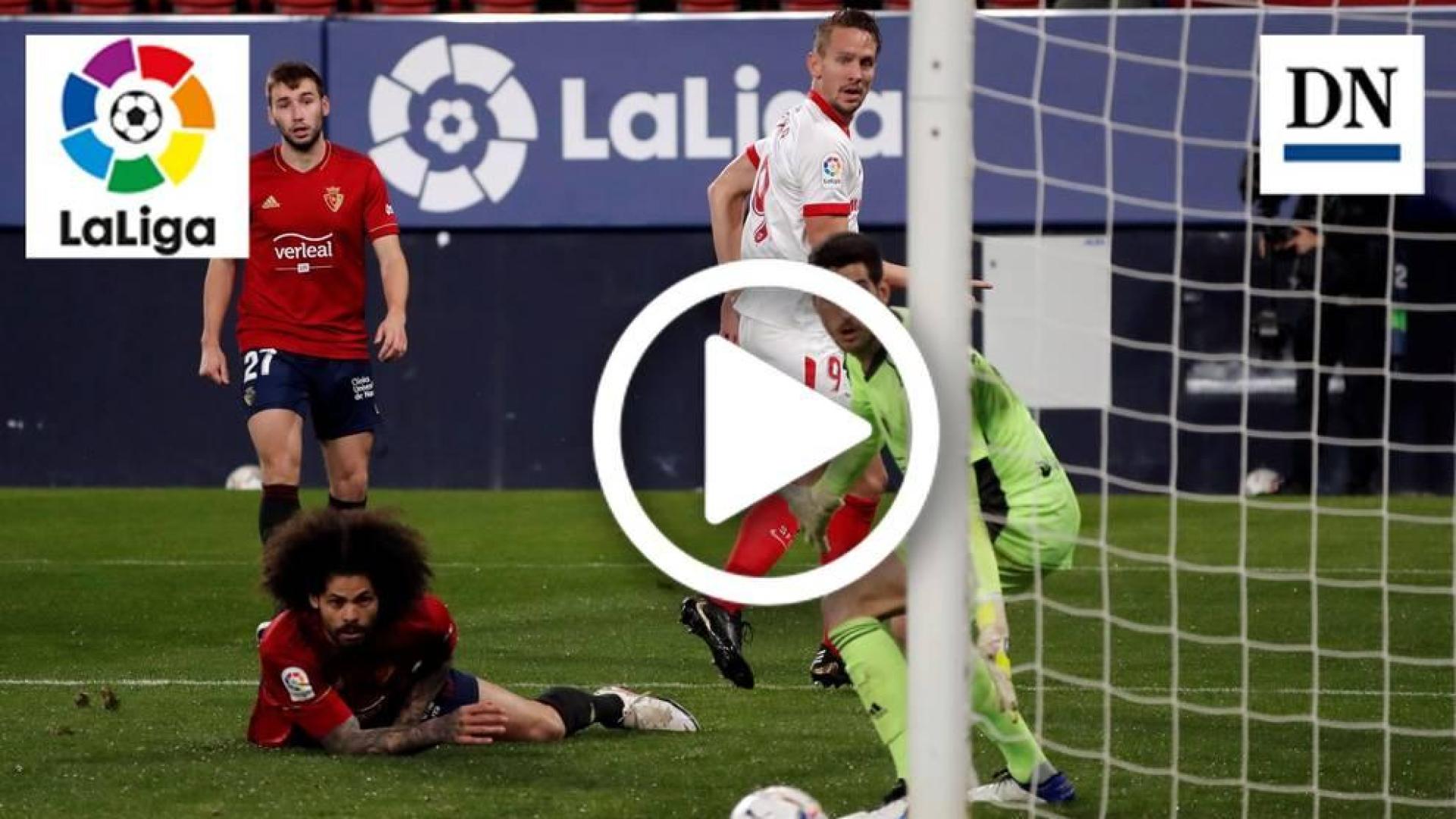 Resumen del Osasuna 0-2 Sevilla en vídeo: gol de Luuk de Jong (0-2)