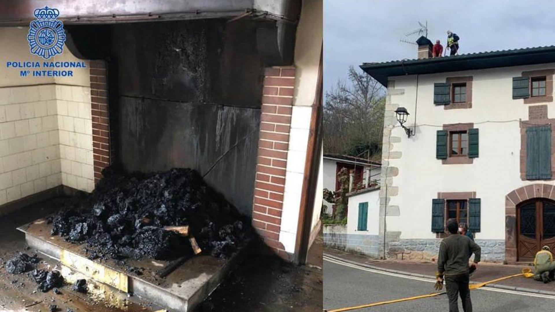 La Policía Nacional sofoca un incendio en una casa de Valcarlos
