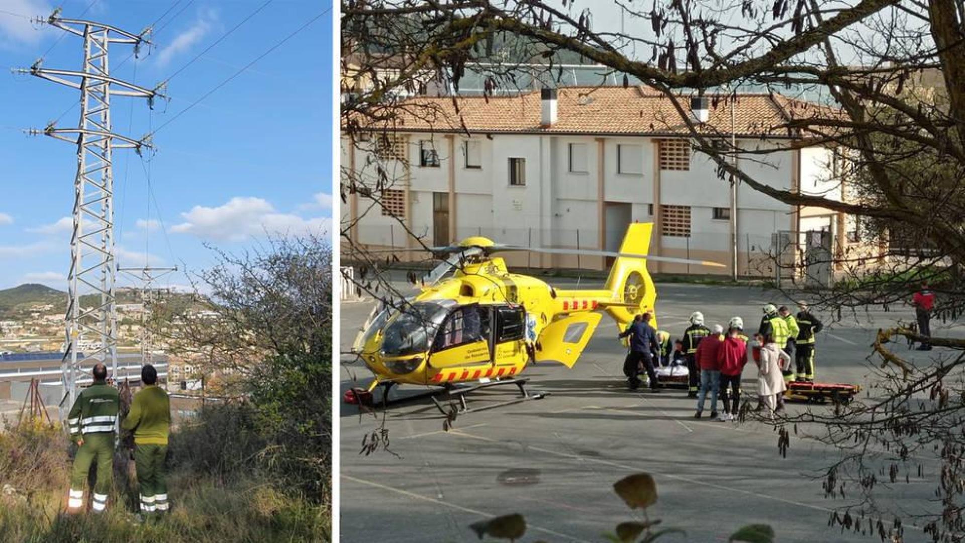 Un menor sufre quemaduras graves con un cable de alta tensión en Estella