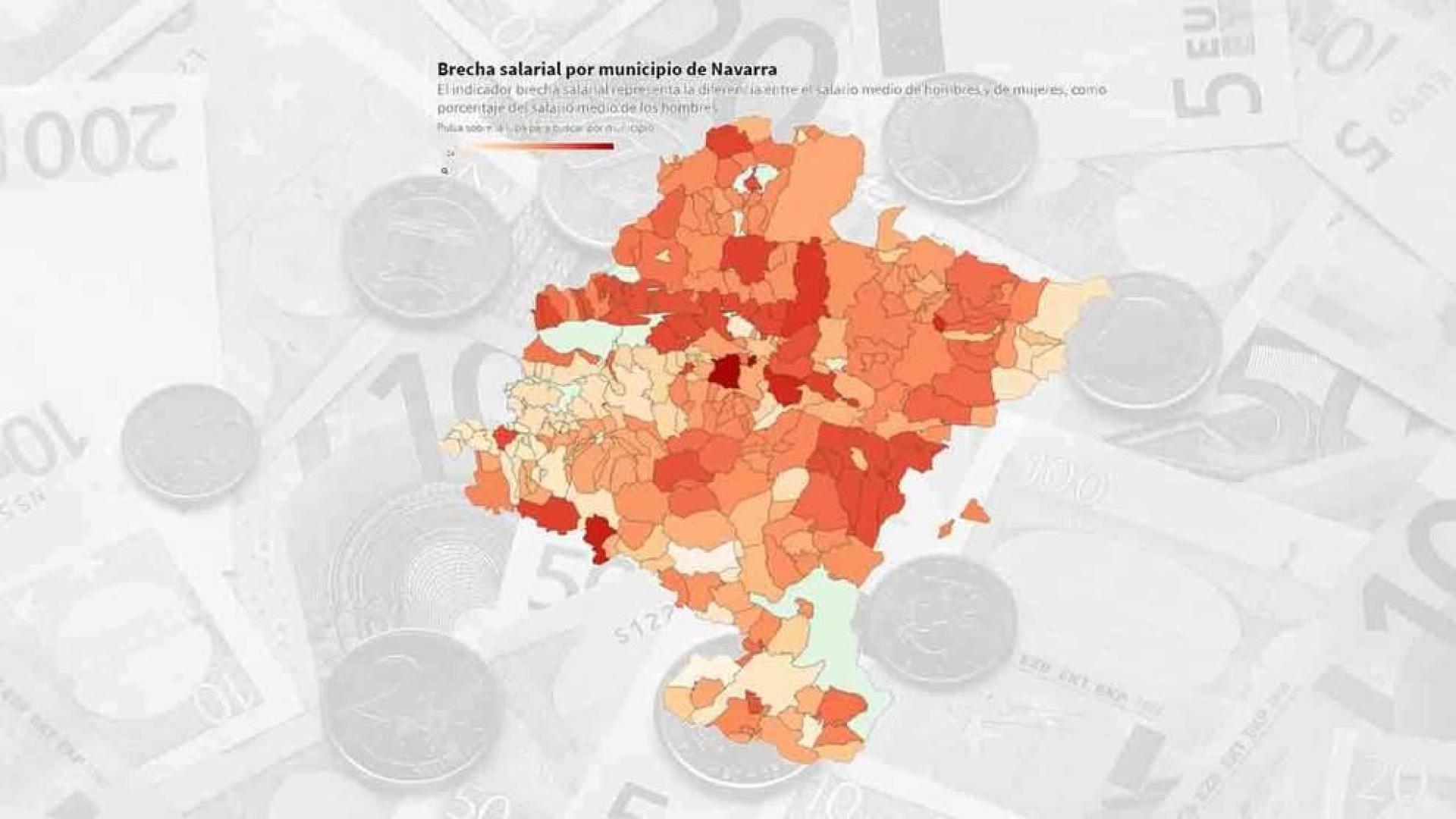 La brecha salarial por municipios en Navarra