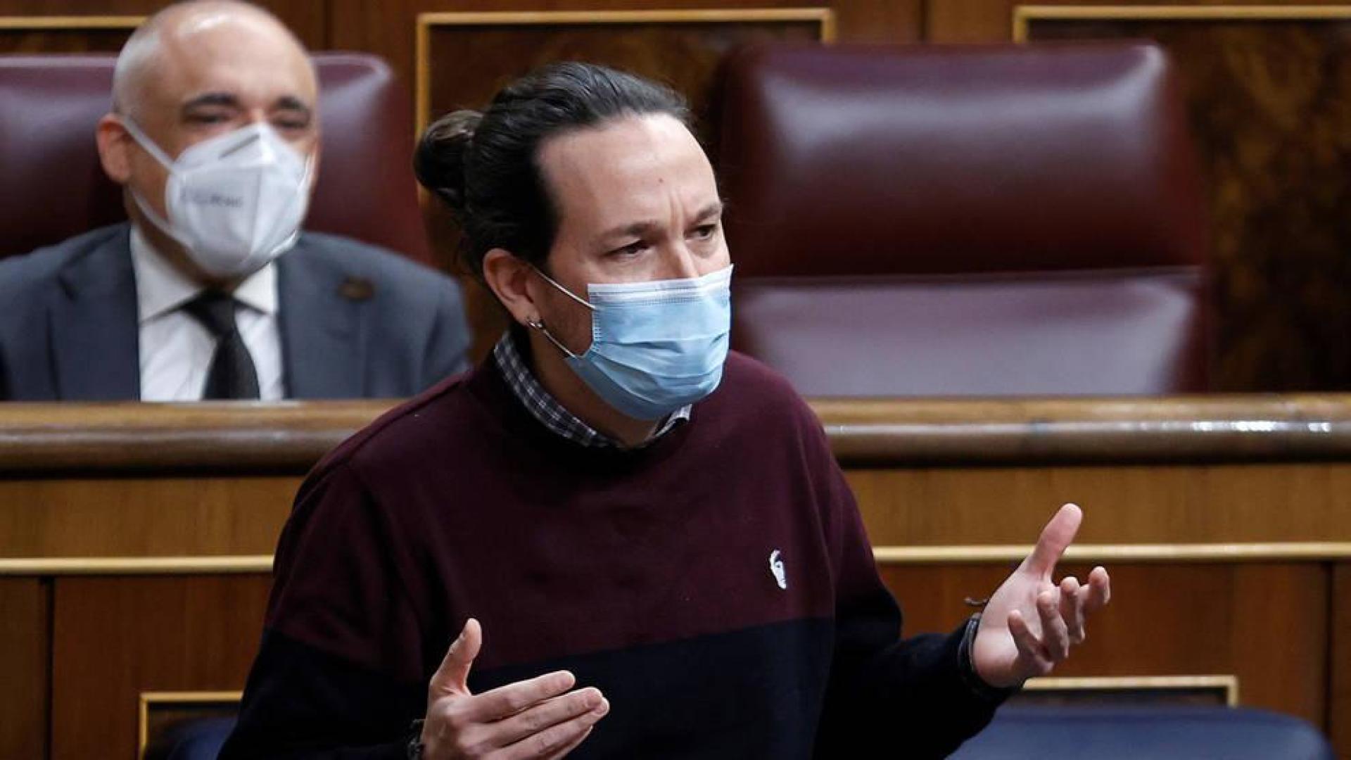 El vicepresidente segundo del Gobierno, Pablo Iglesias durante la sesión de control al Gobierno este miércoles en el Congreso.
