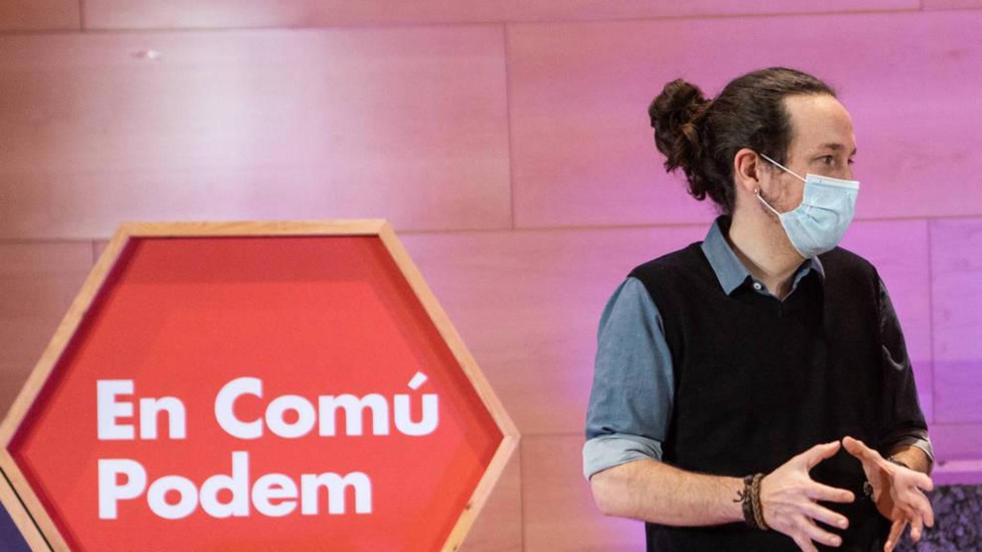 El secretario general de Podemos y vicepresidente segundo del Gobierno, Pablo Iglesias, en un acto de la campaña electoral catalana