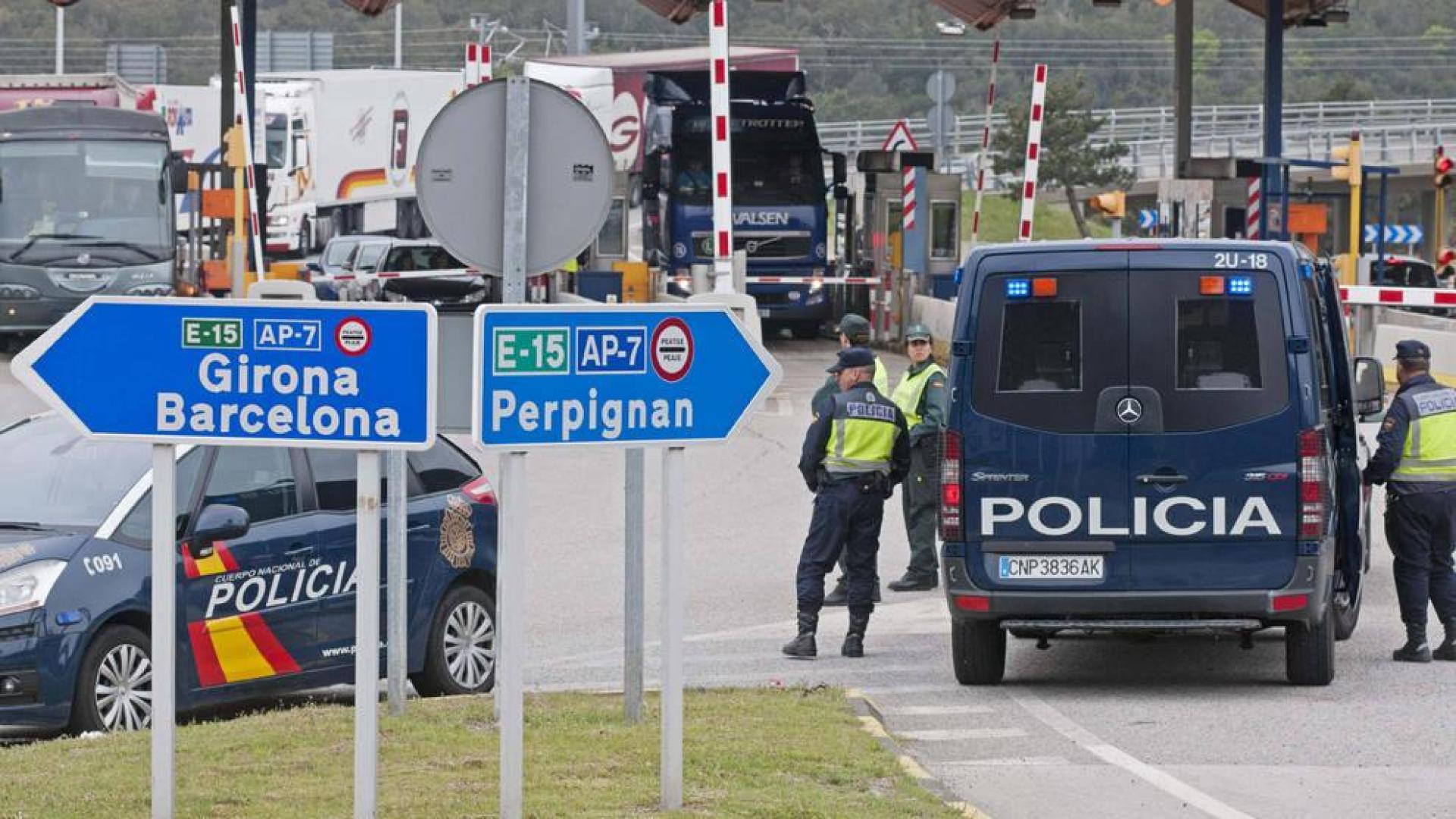 Control policial en la frontera de la Jonquera.