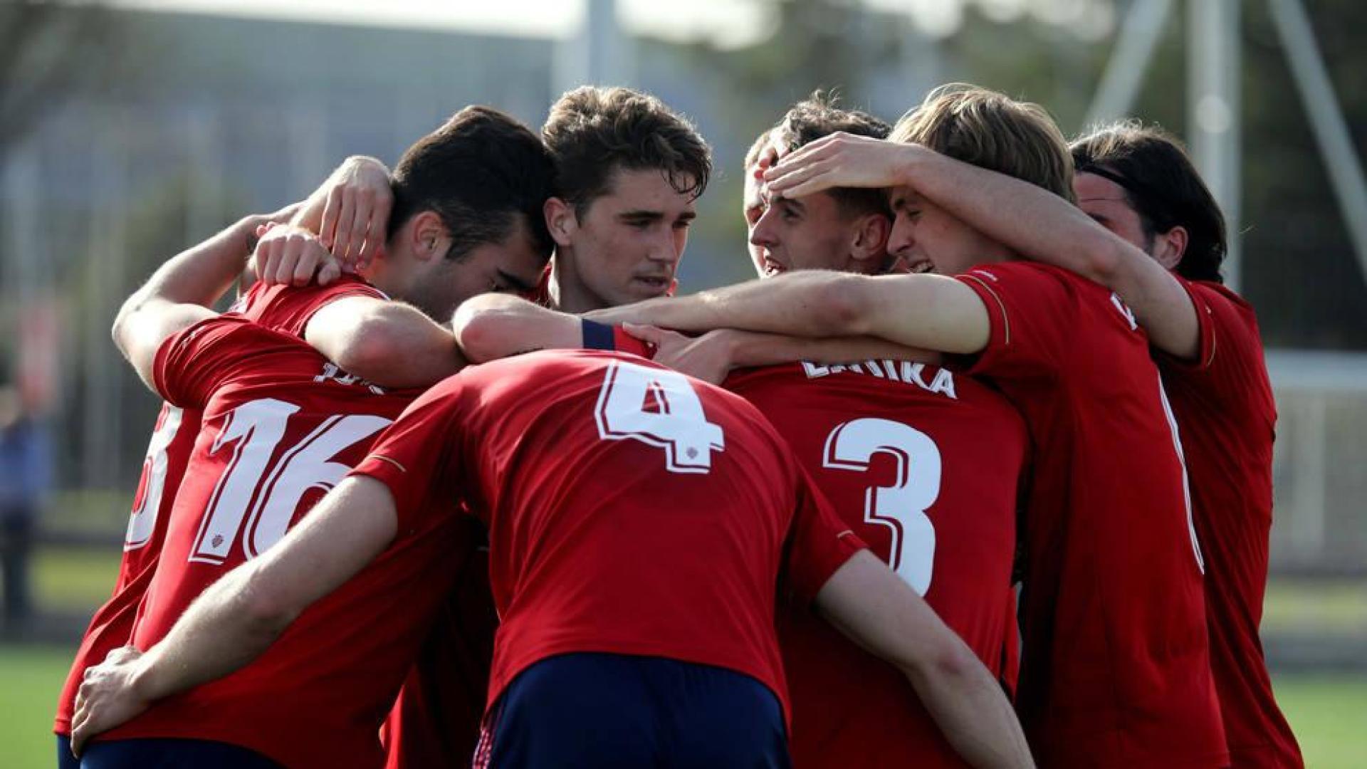 Los jugadores de Osasuna Promesas celebran un gol en un partido anterior.