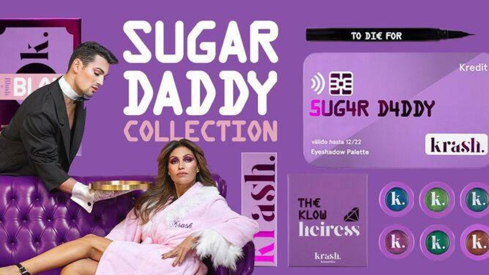 Publicidad de la colección de maquillaje Sugar Daddy de la marca Krash.
