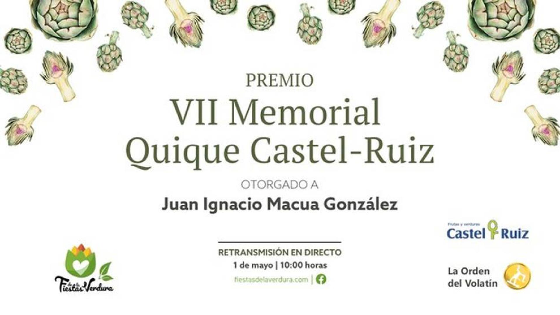 Juan Ignacio Macua, VII Premio Memorial Quique Castel-Ruiz