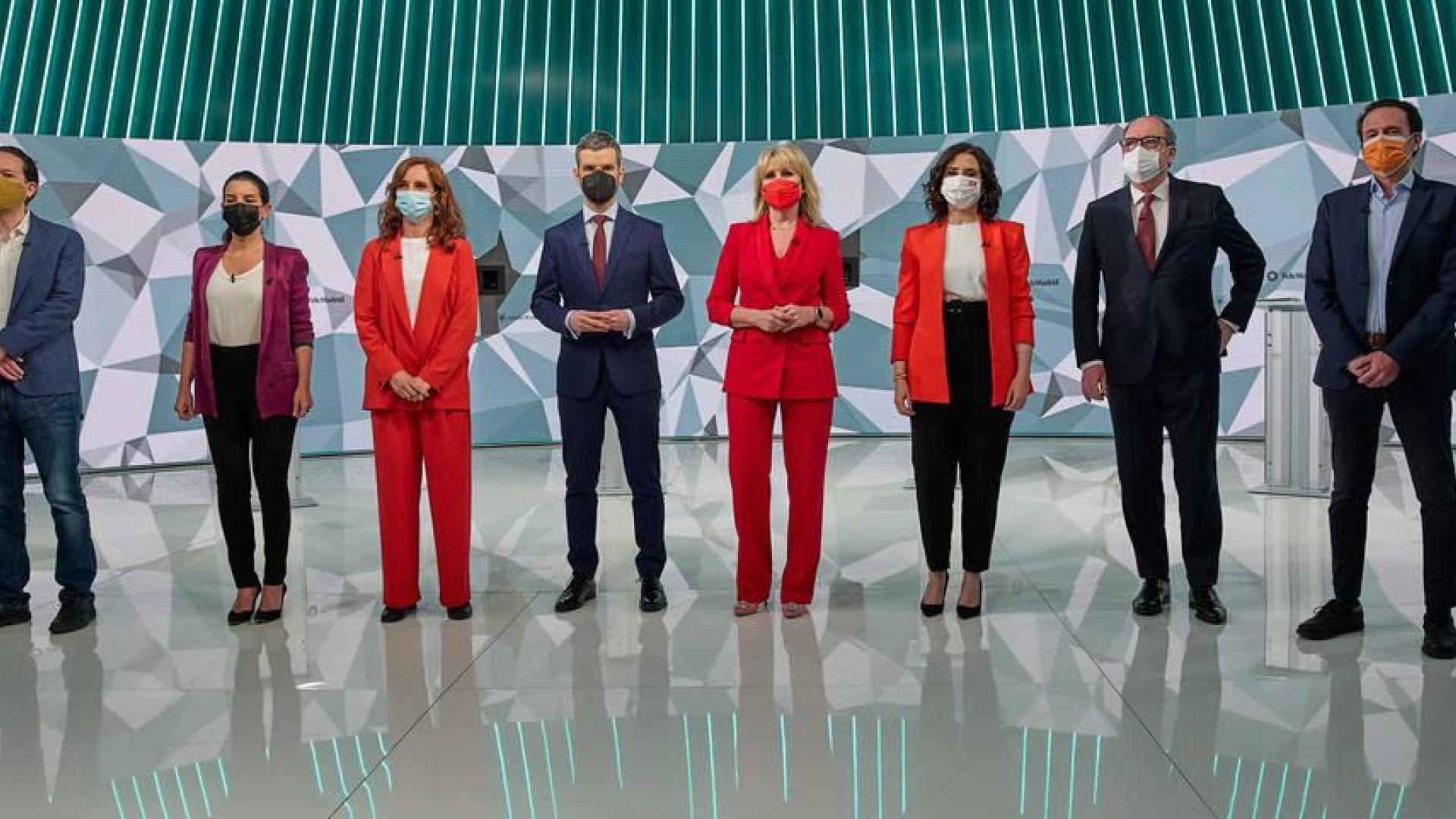 Participantes en el debate electoral en Telemadrid con los candidatos a las elecciones a la Asamblea de Madrid