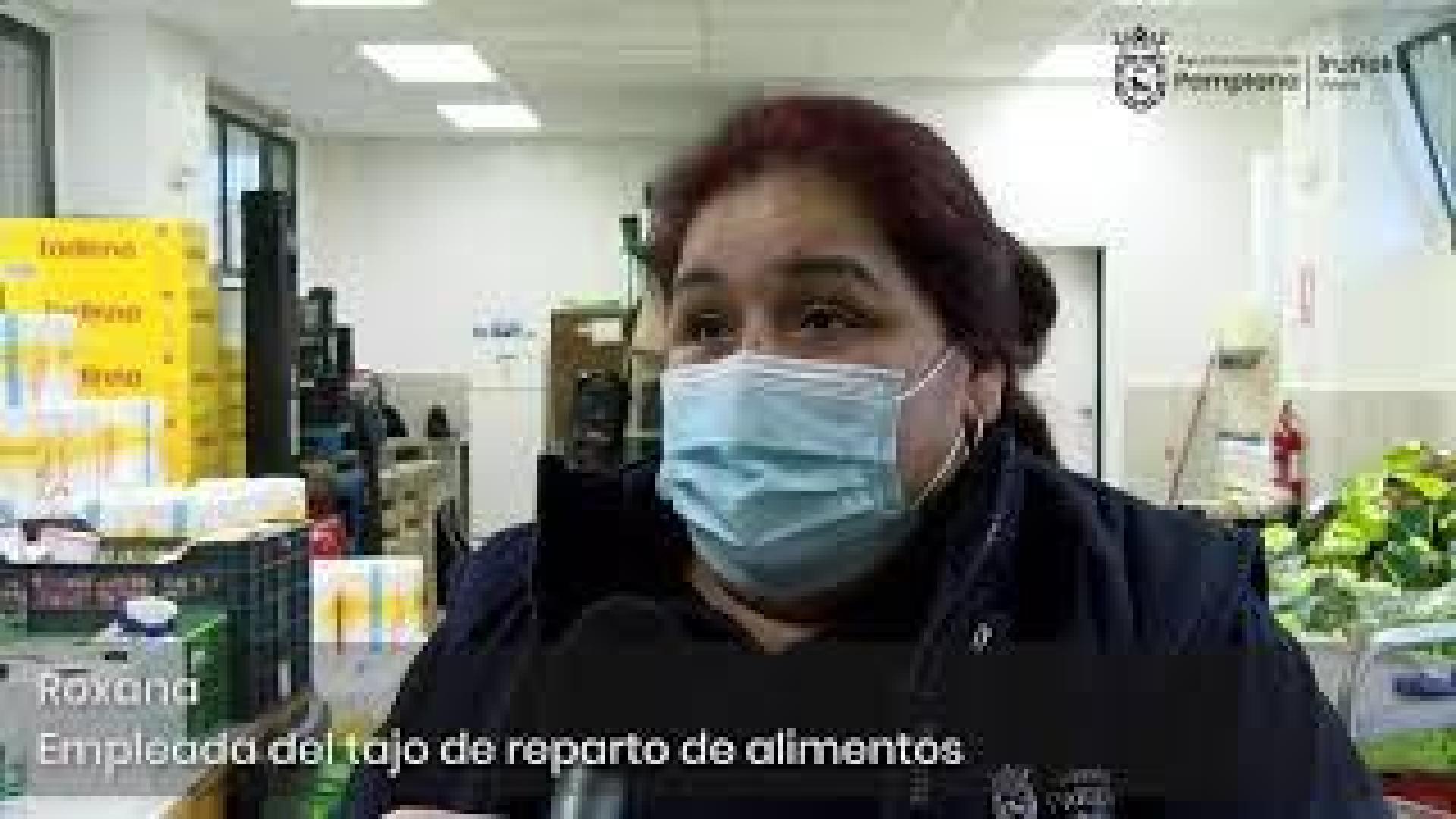 Vídeo del reparto de alimentos a familias necesitadas en Pamplona