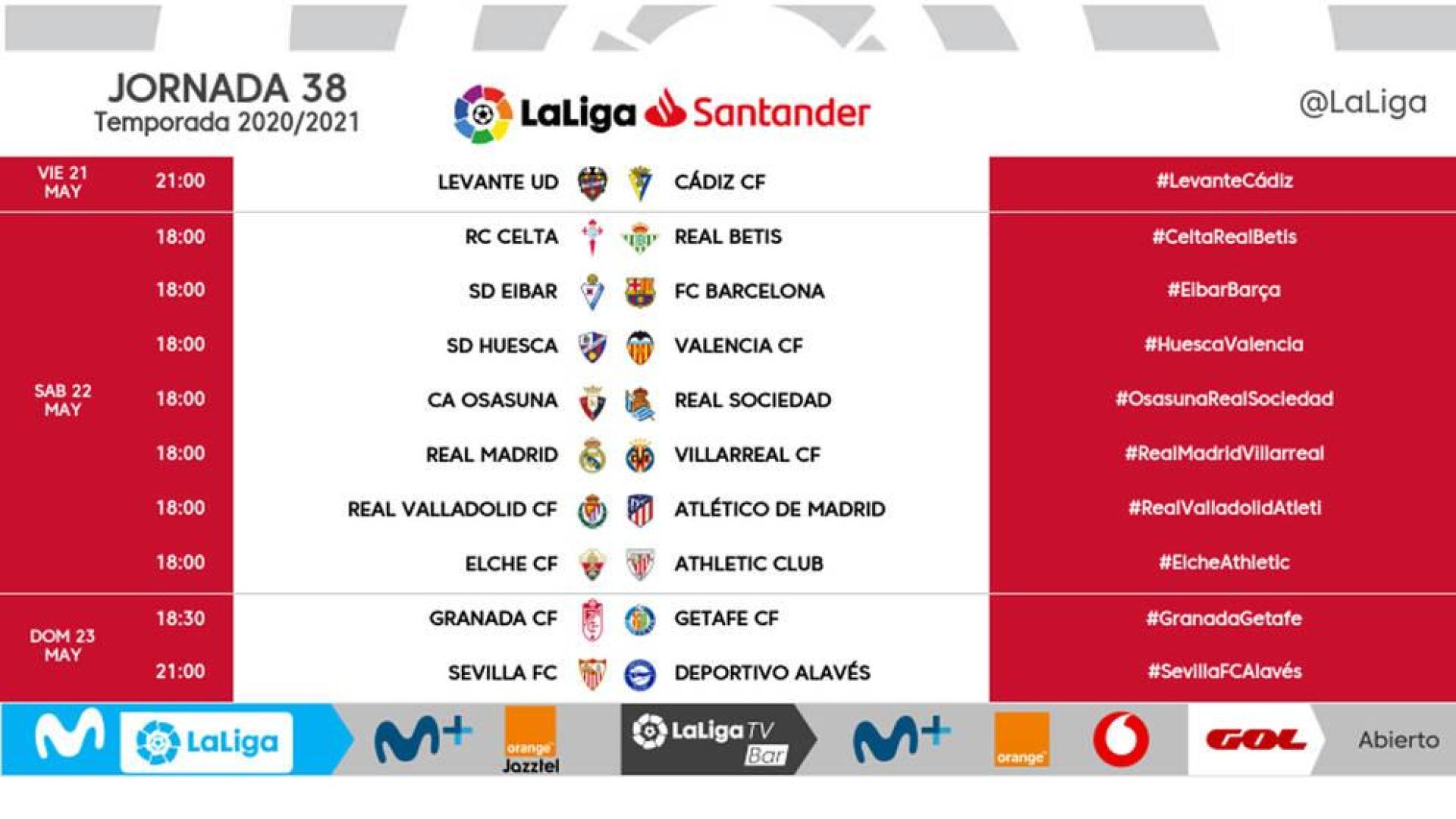 LaLiga rectifica los horarios: Osasuna juega el sábado