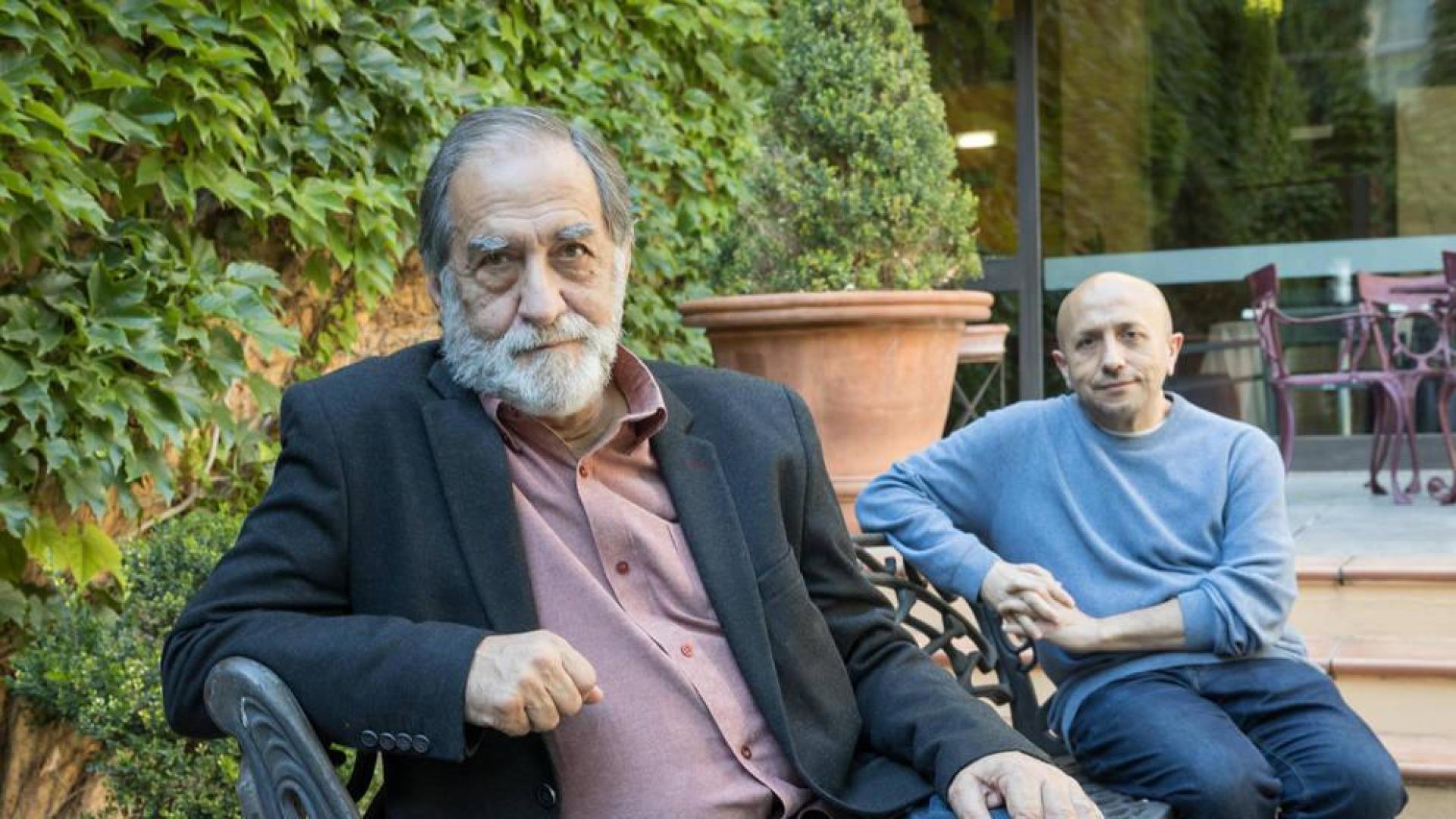 Ramón Barea, en primer plano, junto con Luis Alegre, director de la Muestra de Cine de Tudela.
