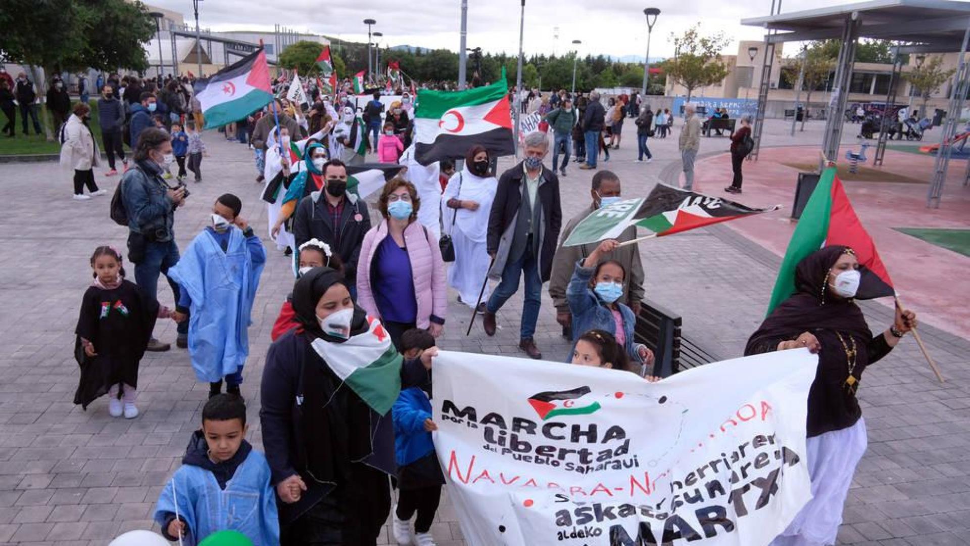 Comienzo de la 'Marcha por la Libertad del Pueblo Saharaui', este viernes en Berriozar.