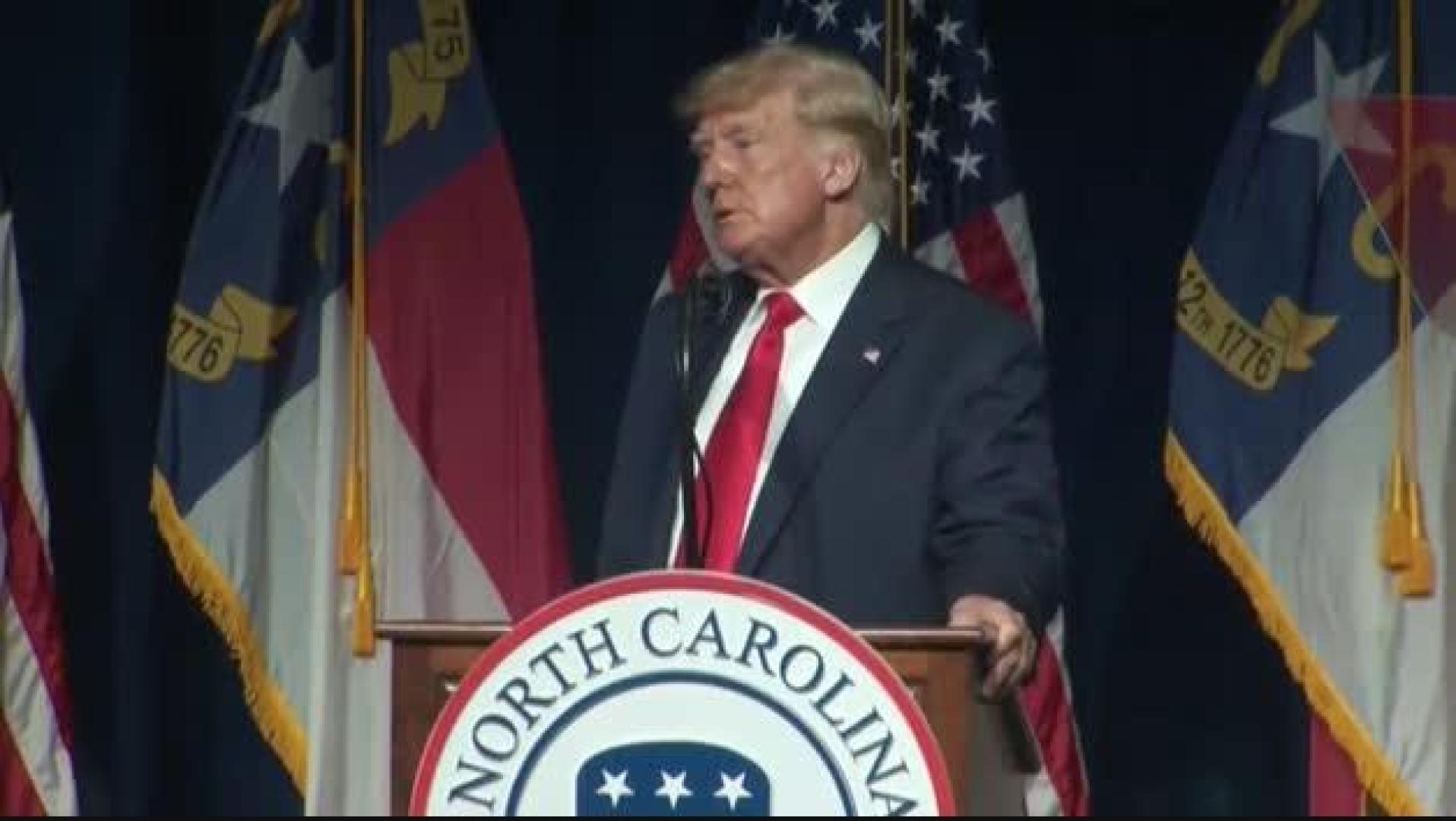Trump reaparece en Carolina del Norte y exige a China una compensación por la pandemia