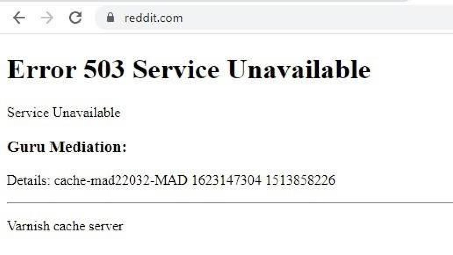 Mensaje de error que aparecía en las páginas web que se han caído como consecuencia del fallo en la red de Fastly.
