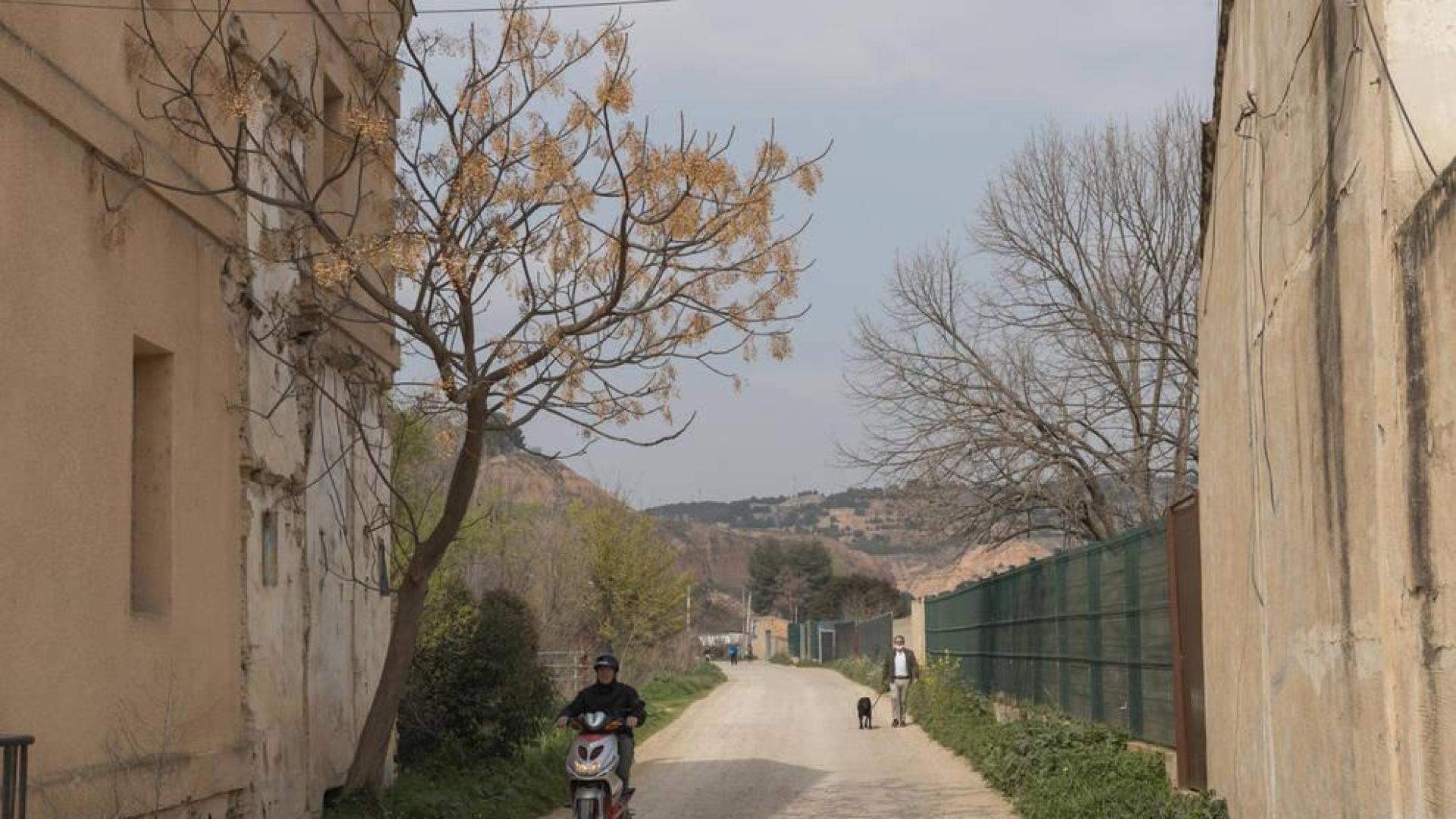 Camino sin asfaltar junto a la acequia del Molinar en Tudela.