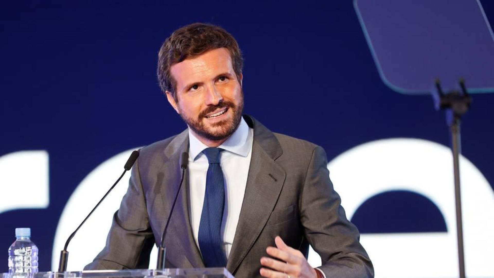 El presidente del Partido Popular, Pablo Casado presenta los detalles de la próxima Convención Nacional.