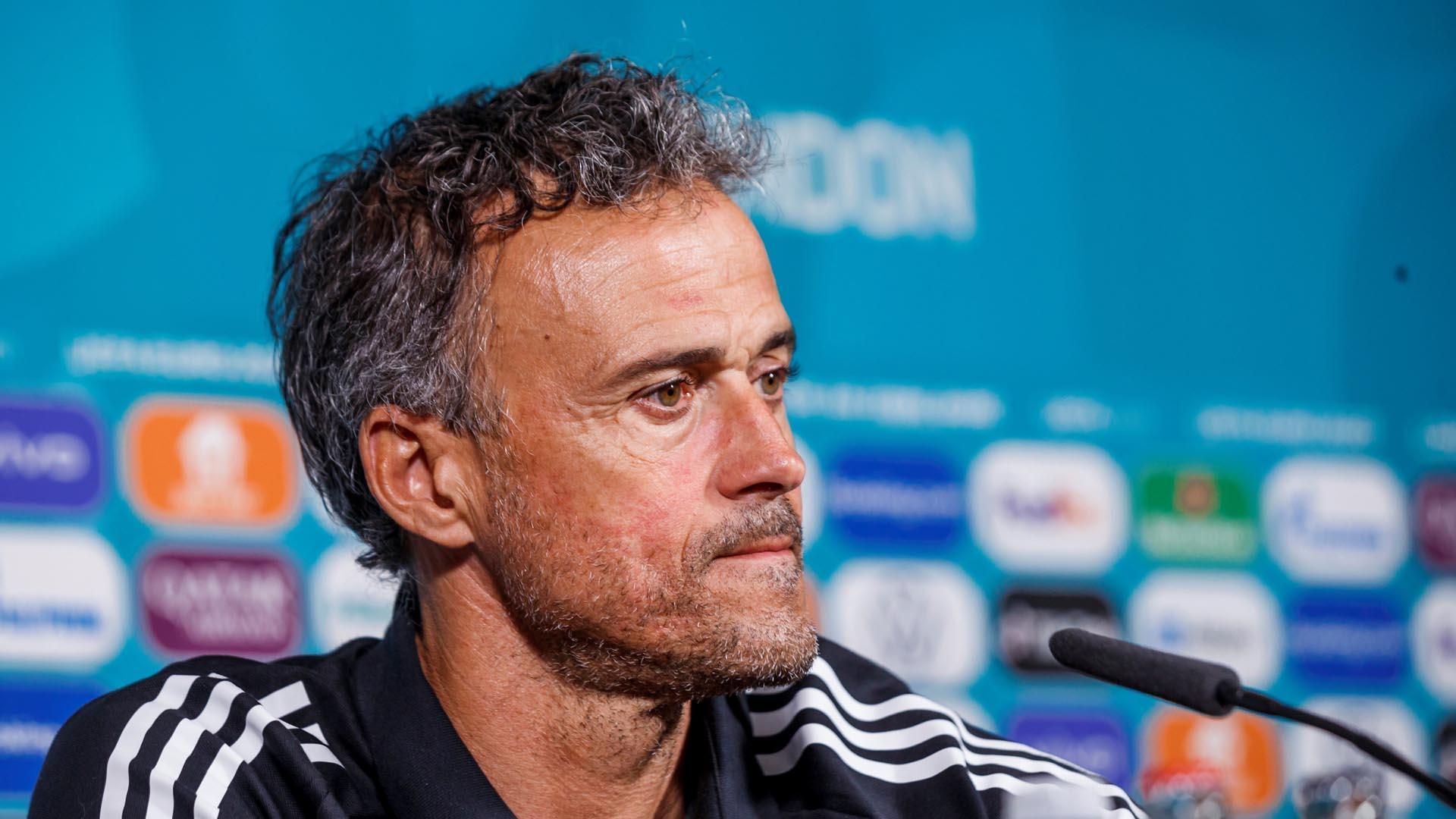 Luis Enrique, en un momento de la rueda de prensa de este lunes